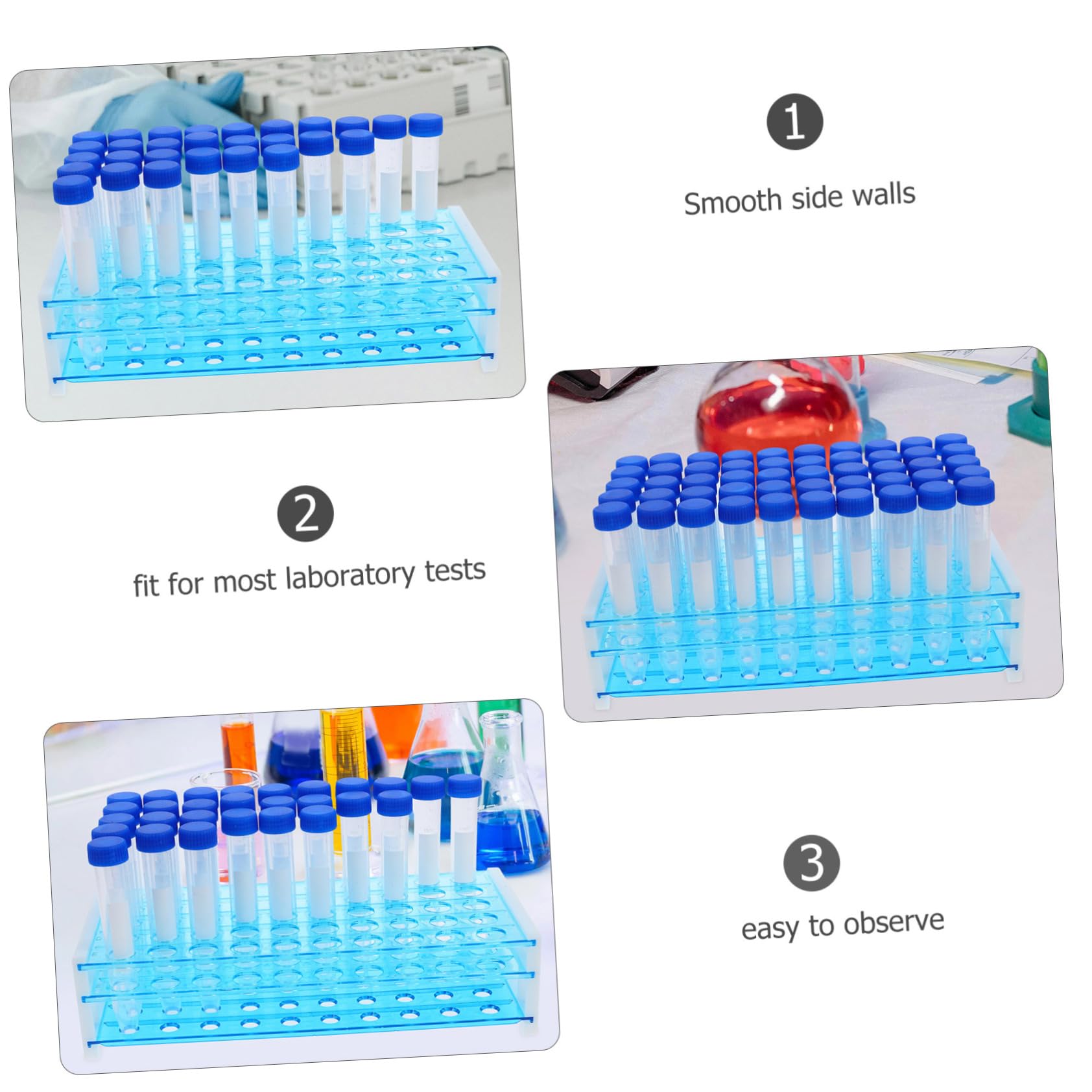 Gatuida 100piezas Gradillas para Tubos de Ensayo Tubos de Centrífuga de Ensayo de Plástico para Laboratorio para Experimentos Científicos y Uso Laboratorio