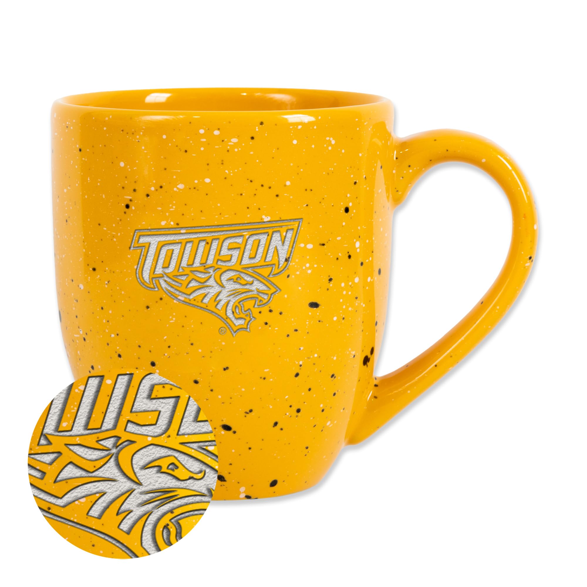 Tasse à café Towson Tigers céramique jaune gravée idée cadeau