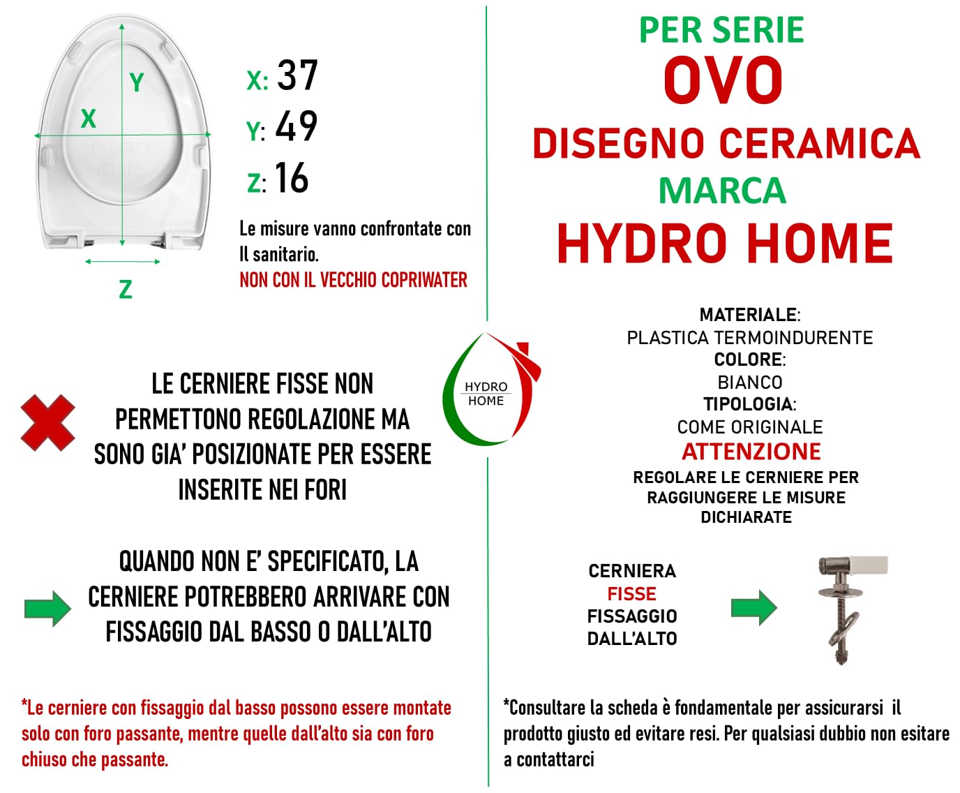 Copriwater Sedile Wc Ovo Disegno Ceramica Come Originale, In Plastica Termoindurente Avvolgente,Colore Bianco MADE IN ITALY