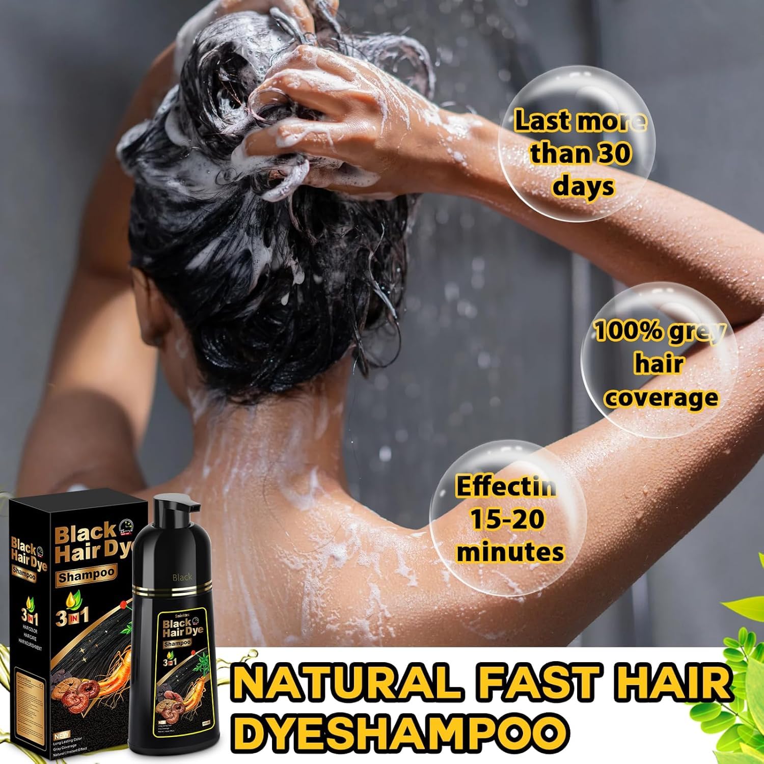 Amazon.com : Black Hair Color Shampoo for Gray Hair - Natural