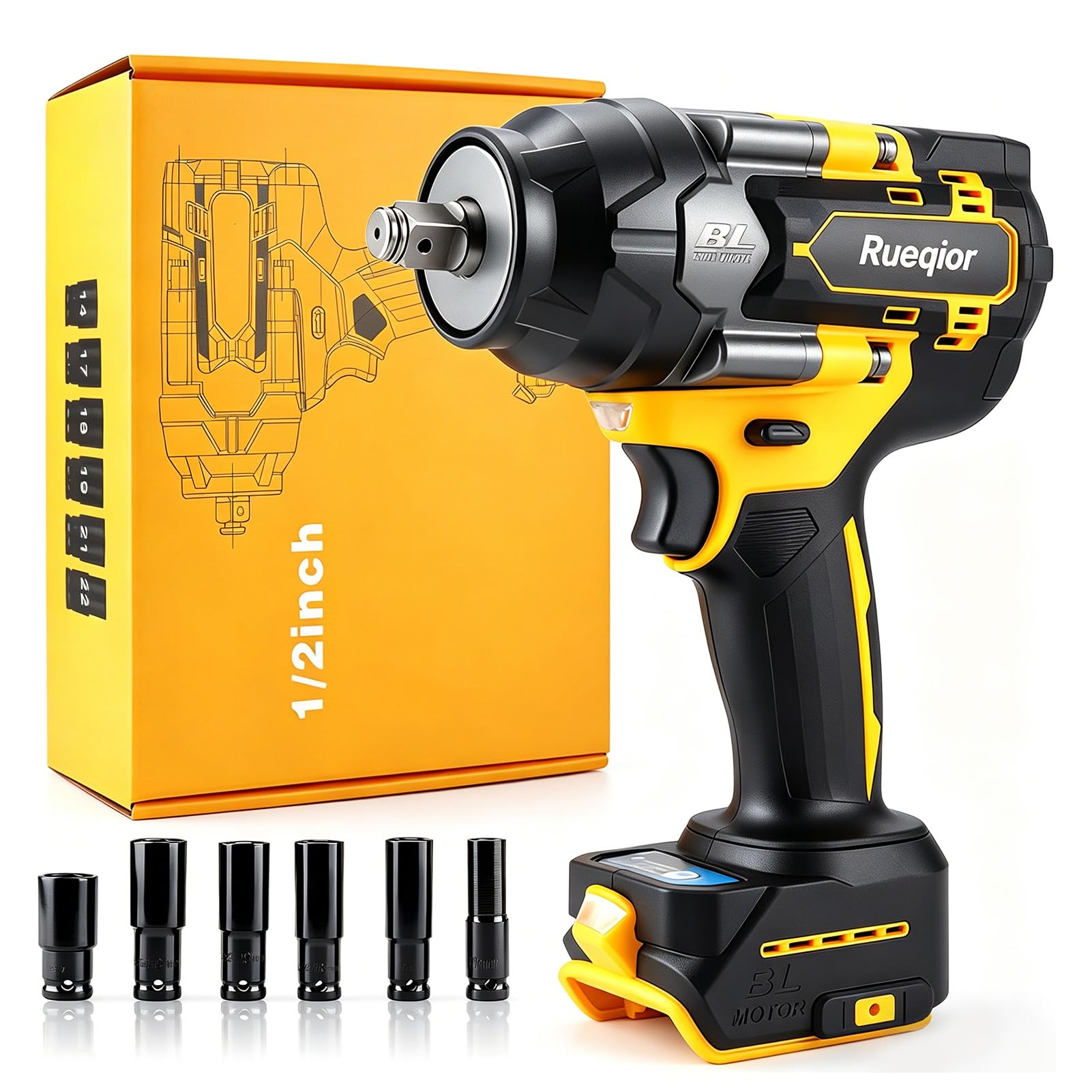 Cordless Impact Wrench 1/2 inch Compatible with DeWalt 20v Battery