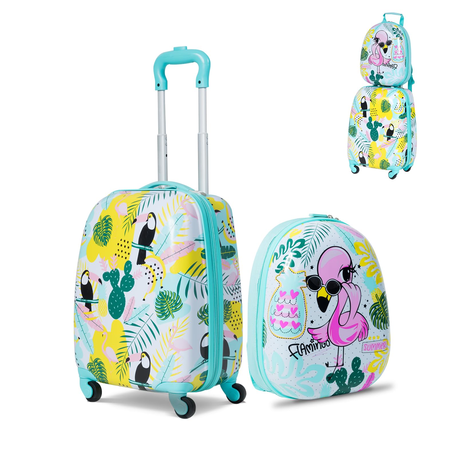 SOARS Valise Enfant, 16" Valise Cabine Enfant + 12" Sac à Dos, Transportable dans l’Avion, Poignée et Sangles Réglables, Matériau Sûr et Durable, Léger de 2,5 KG, Valise Enfant Fille 3-10 Ans