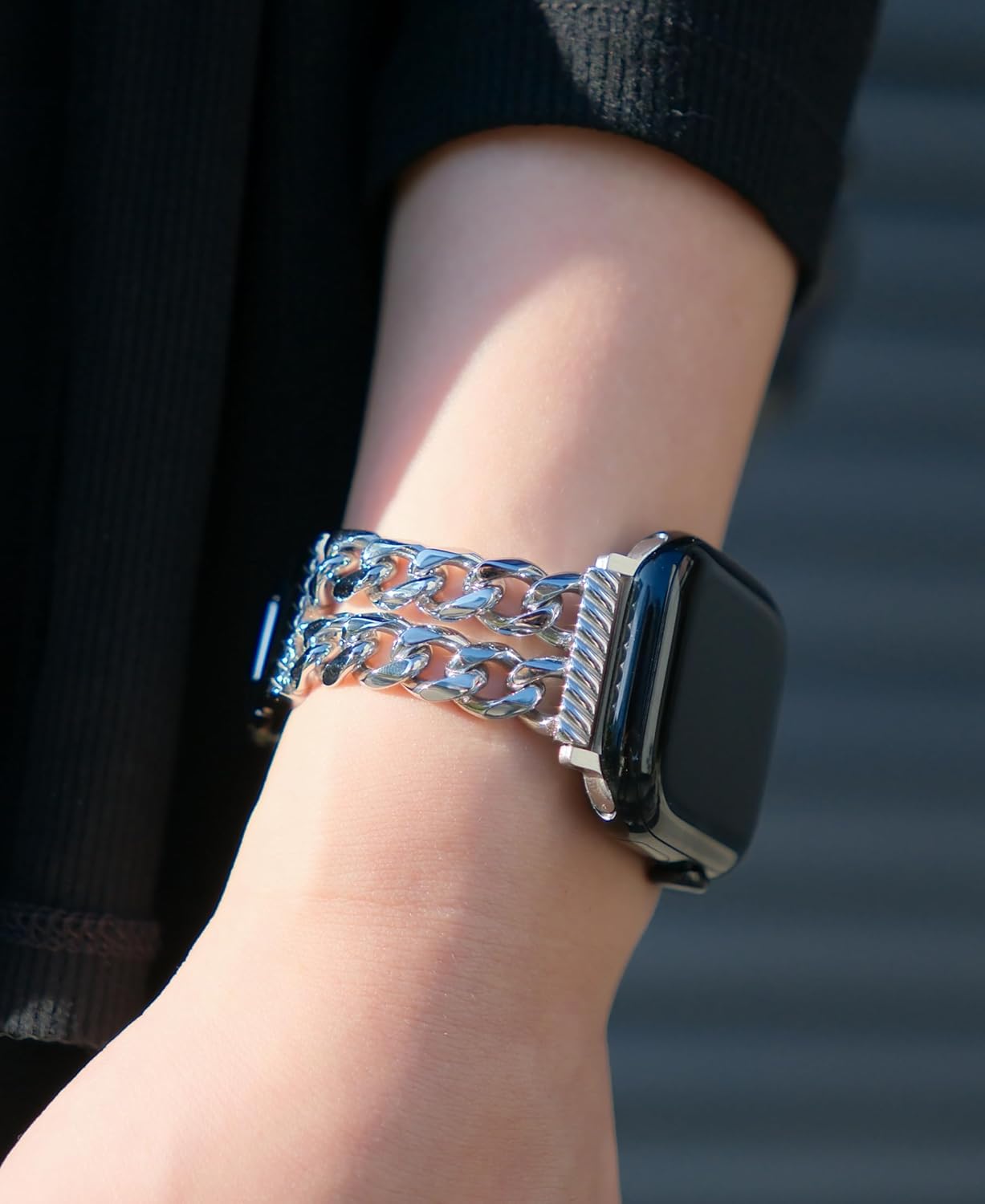 Chain Watch Band for Apple Watch 11, 10, 9, 8, 7, 6, 5, 4, 3, 2, 1, SE 3/2/1 Women, Stainless Steel Metal Band for Apple Watch 40mm 41mm 42mm 38mm 44mm 45mm 46mm for iWatch