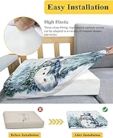 Vista 5 de Fundas de cojín elásticas para sofá de Navidad, diseño de muñeco de nieve, seccional, individual, en forma de L, con parte inferior elástica, diseño