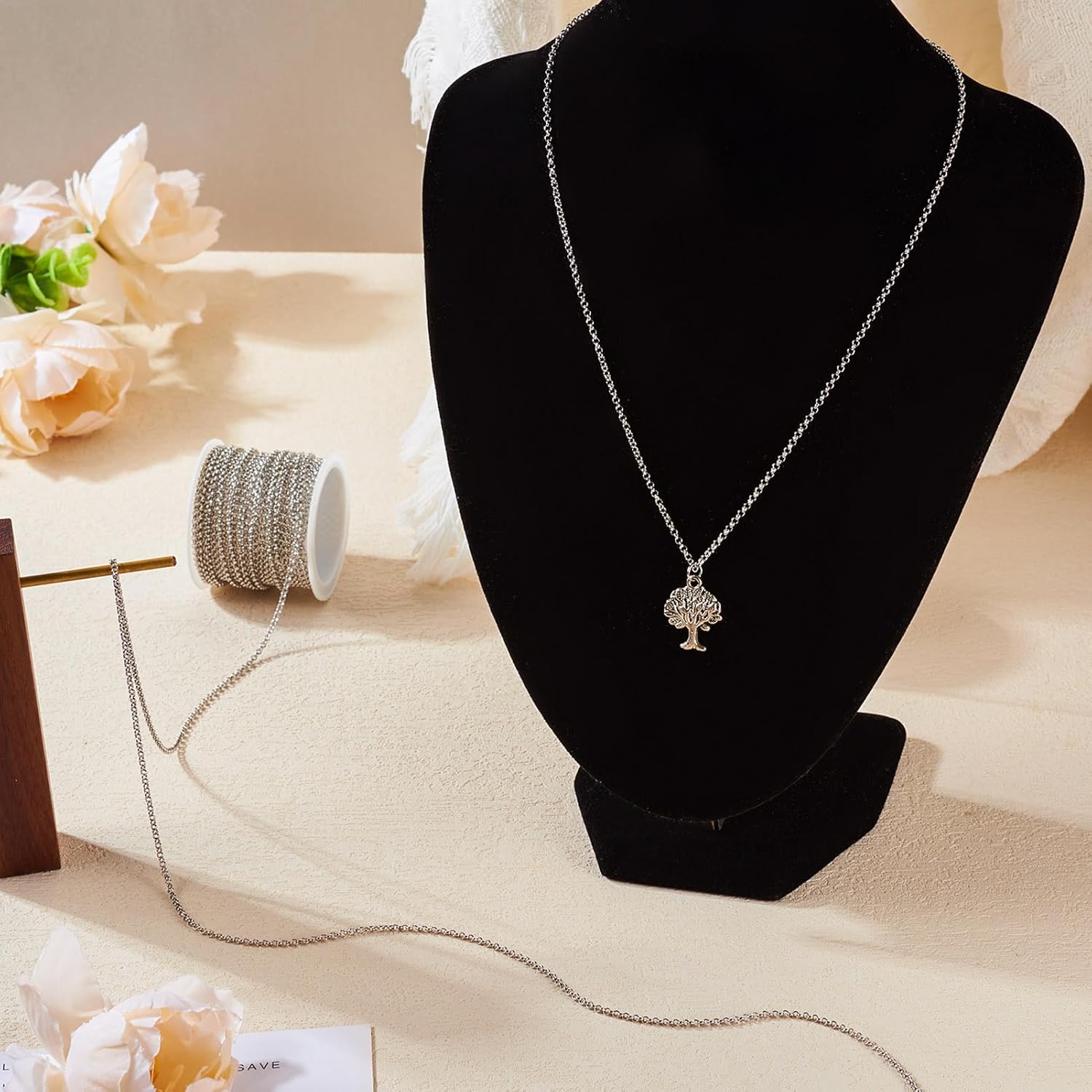 PH PandaHall White Gold Plated Rolo Chains 16.4 Feet Brass O Link Chains Platinum Soldered Jewelry Chains with Jump Rings Lobster Claw Clasps for Bracelet Necklace Jewelry Making - Image 3