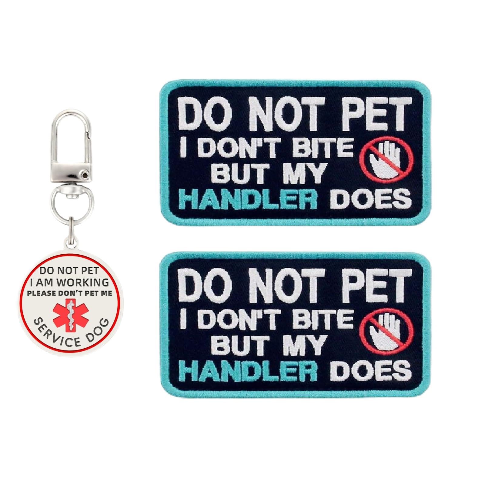 MYDEERYOO Do Not Pet Patches 2pcs, Do Not Pet ID Tags, Double Side Engraved Easily Attach to Dog Collar, Harness (Large) — image 1