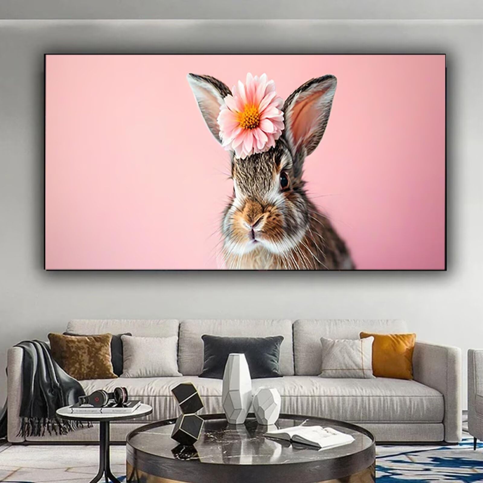 Dipingere con i Numeri per Bambini e Adulti Principianti, Kit Regalo da Disegno per Bambini e Bambine, Dipingere con i Numeri Animale per Bambini 6+ Anni - 100x200cm - Senza Cornice - Coniglio W-O