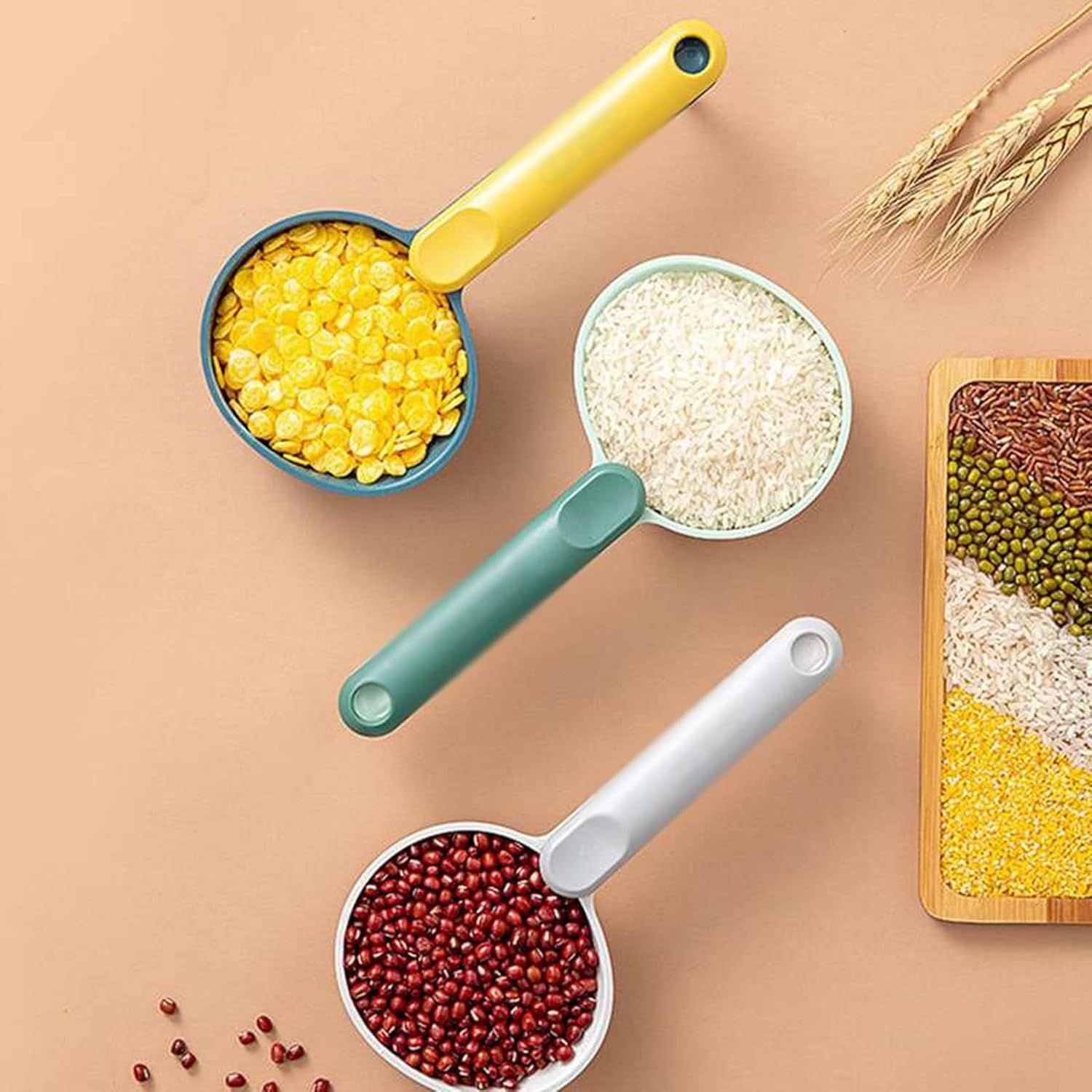 cs Cooking Spoons Measuring Spoons Rice Scoop Multi-Function Flour Cereal Cup Measuring Spoon Rice Cup Large-Capacity Household Kitchen(OneColor)