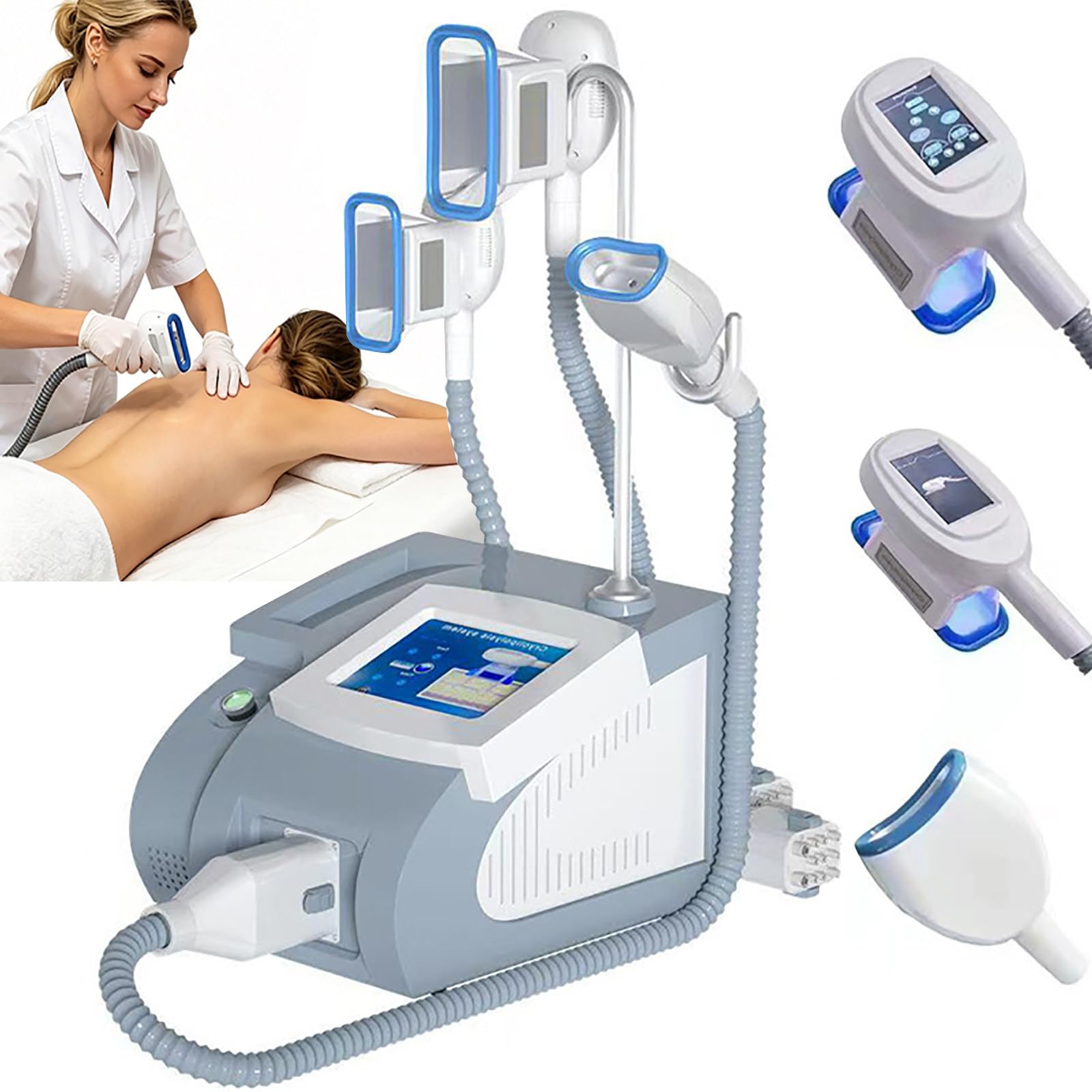ZHZWwansuGE Cryolipolysis Device, Body Contouring Machine, With 3 Applicators, For Cryolipolysis, Cellulite Reduction, Body Contouring, For The Abdomen, Waist, Thighs, Chin