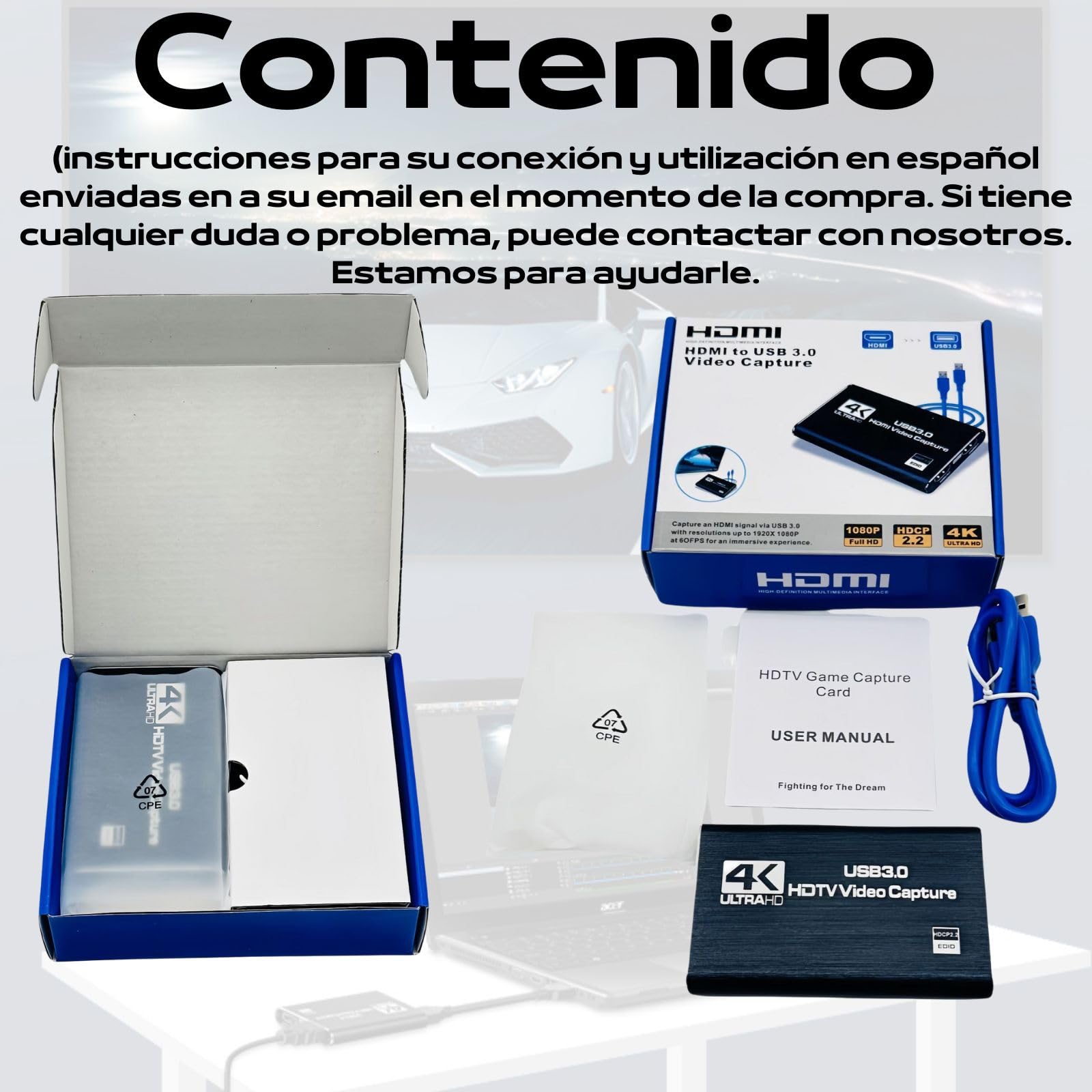 Capturadora Video. HDMI 4K Loop-out 1080P 60FPS/2K 30FPS. USB 3.0 de Alta Velocidad. Capturadora Switch/PS5/cámara/PC/OBS. De hdmi a USB 3.0. ALBURANⓇ
