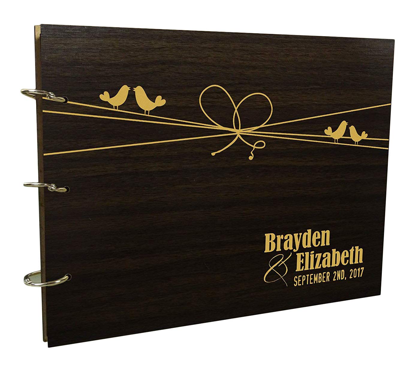 Libro Degli Ospiti Matrimonio Rustico In Legno – Design#3 – Formato Large 23x30 Cm – Personalizzabile Con Nomi E Data