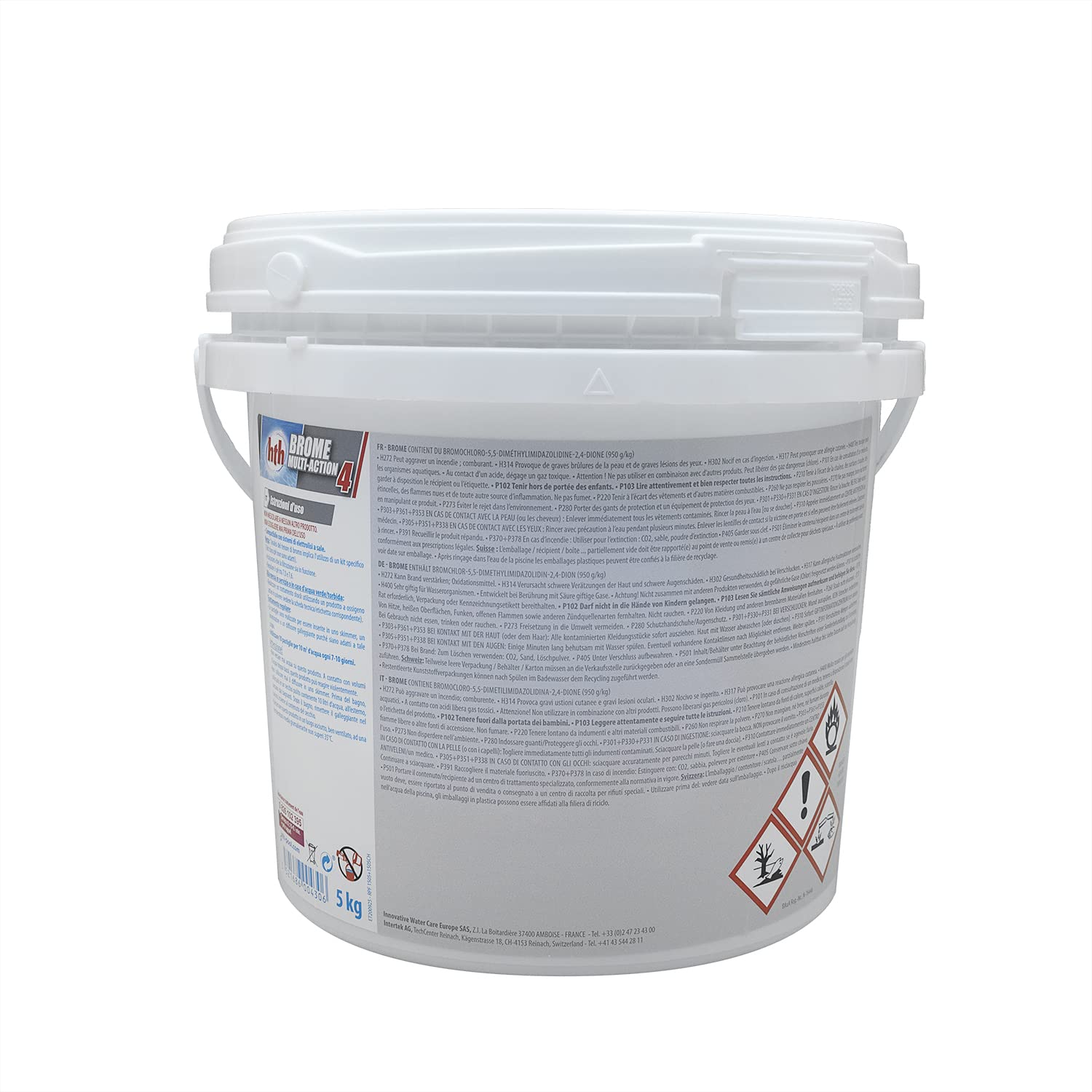 HTH Brome Action 4 Pastilles 20g - 5kg | Brome Lent Multiaction - Désinfection Régulière Multifonction - Dissolution Lente + 10 Tests HPS OFFERTS 6 en 1