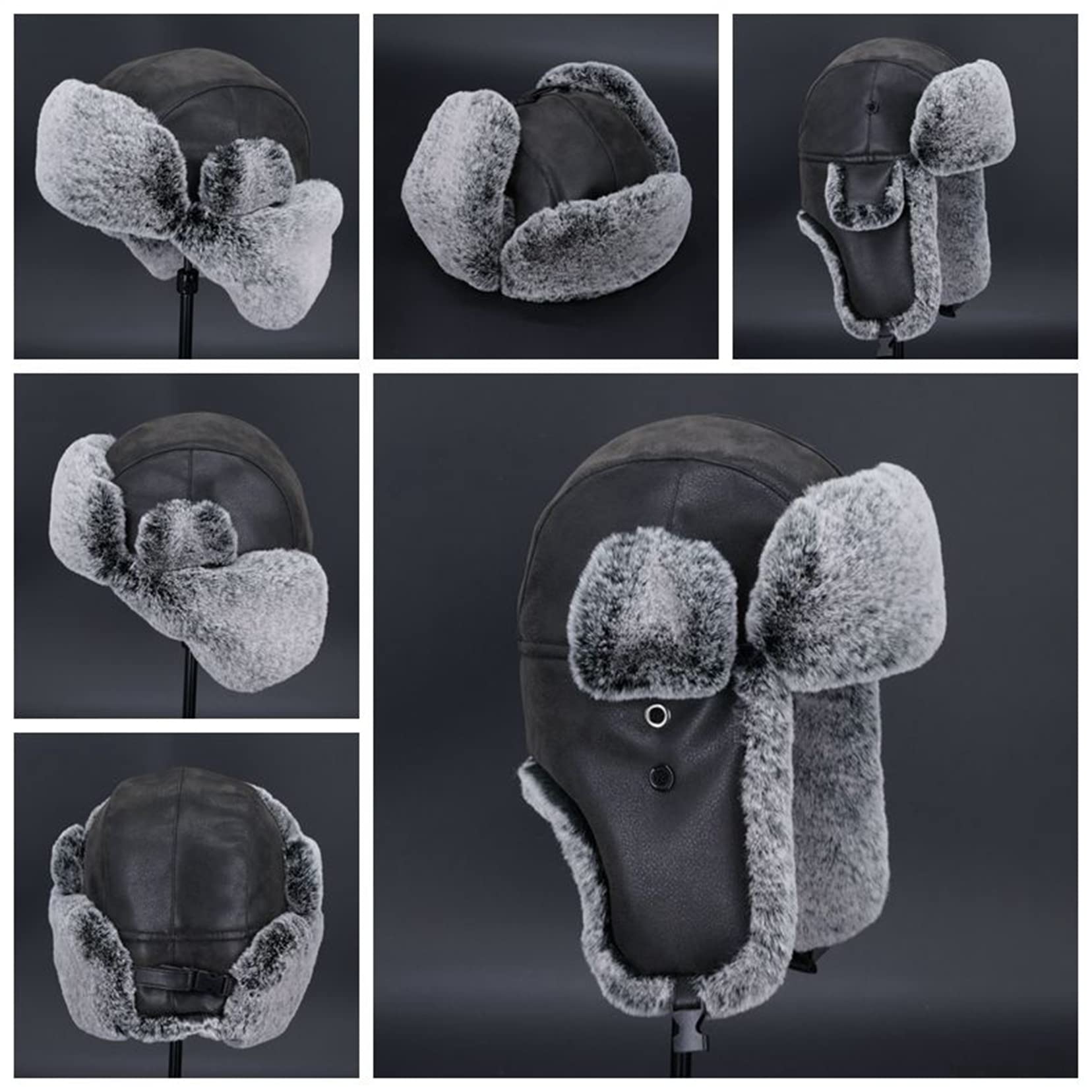 Czapka męska ? Czapki wiatroszczelne termiczne narciarskie rowerowe zimne czapki czarne-60cm,czarne-7 3/8,Black-7 3/8