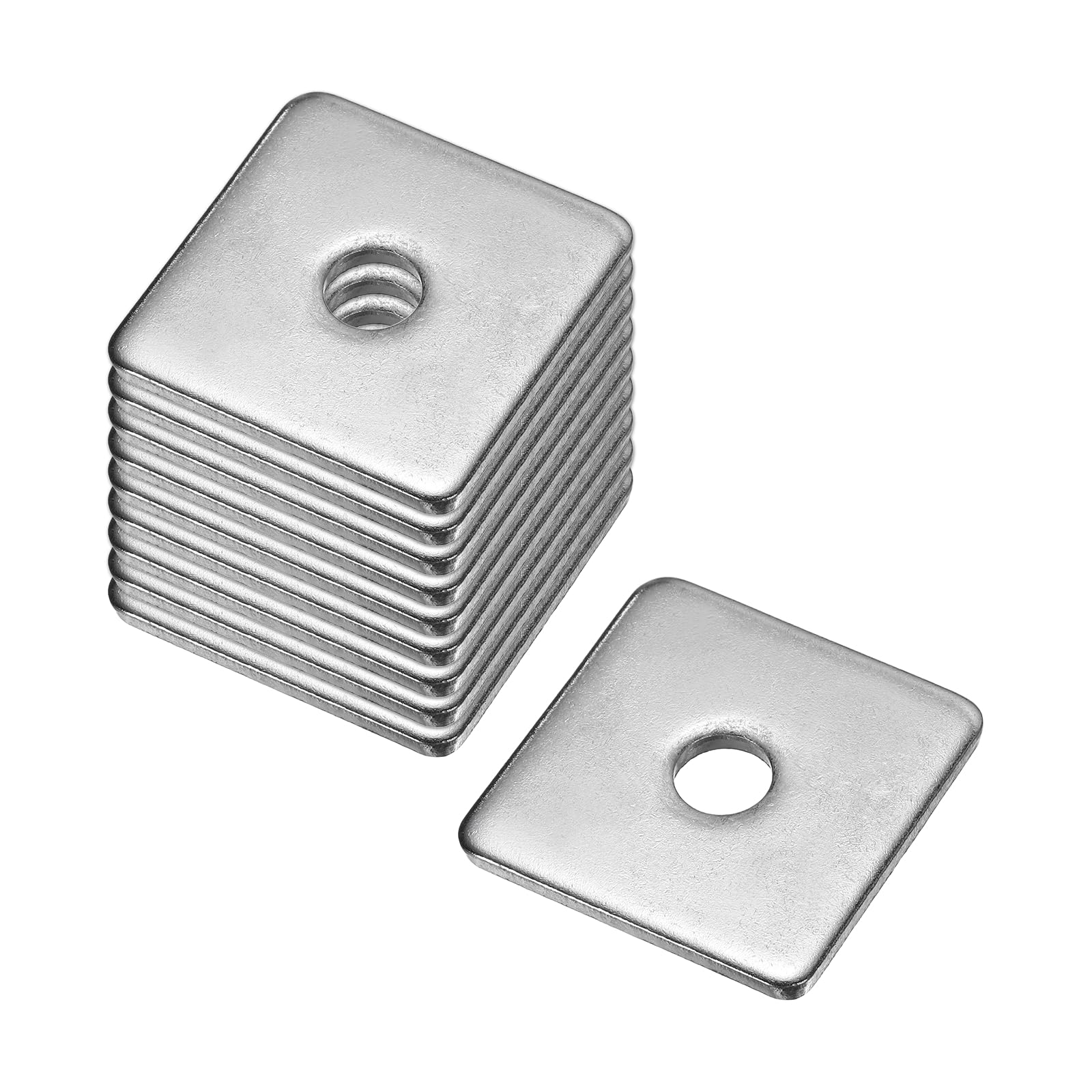 sourcing map Square Washer, 10Pcs M8x35x35x3mm 304 Stainless Steel Square Plate Washers Flat Pad Spacer Gasket for Hardware Fastener