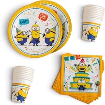 Procos S Minions Rise Of Crane 10137423 Party Set 52 Pieces 16 Plates 16 Cups 20 Napkins Disposable Tableware Party Tableware Table Decoration