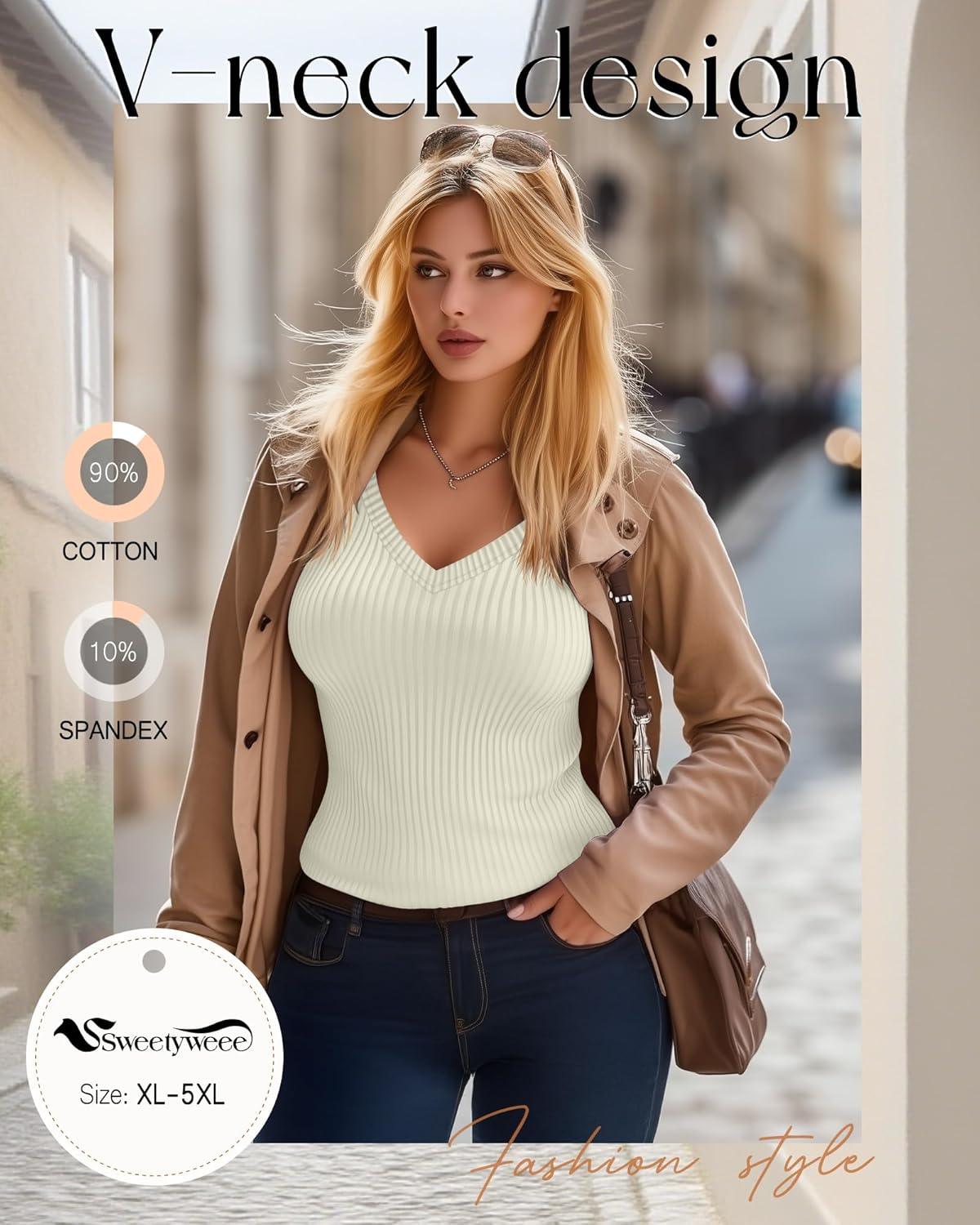 3 Pack Plus Size Thermal Shirts for Women Cotton Long Sleeve Ribbed Knit Tops V Neck Slim Fit Underwear Base Layer - Image 2