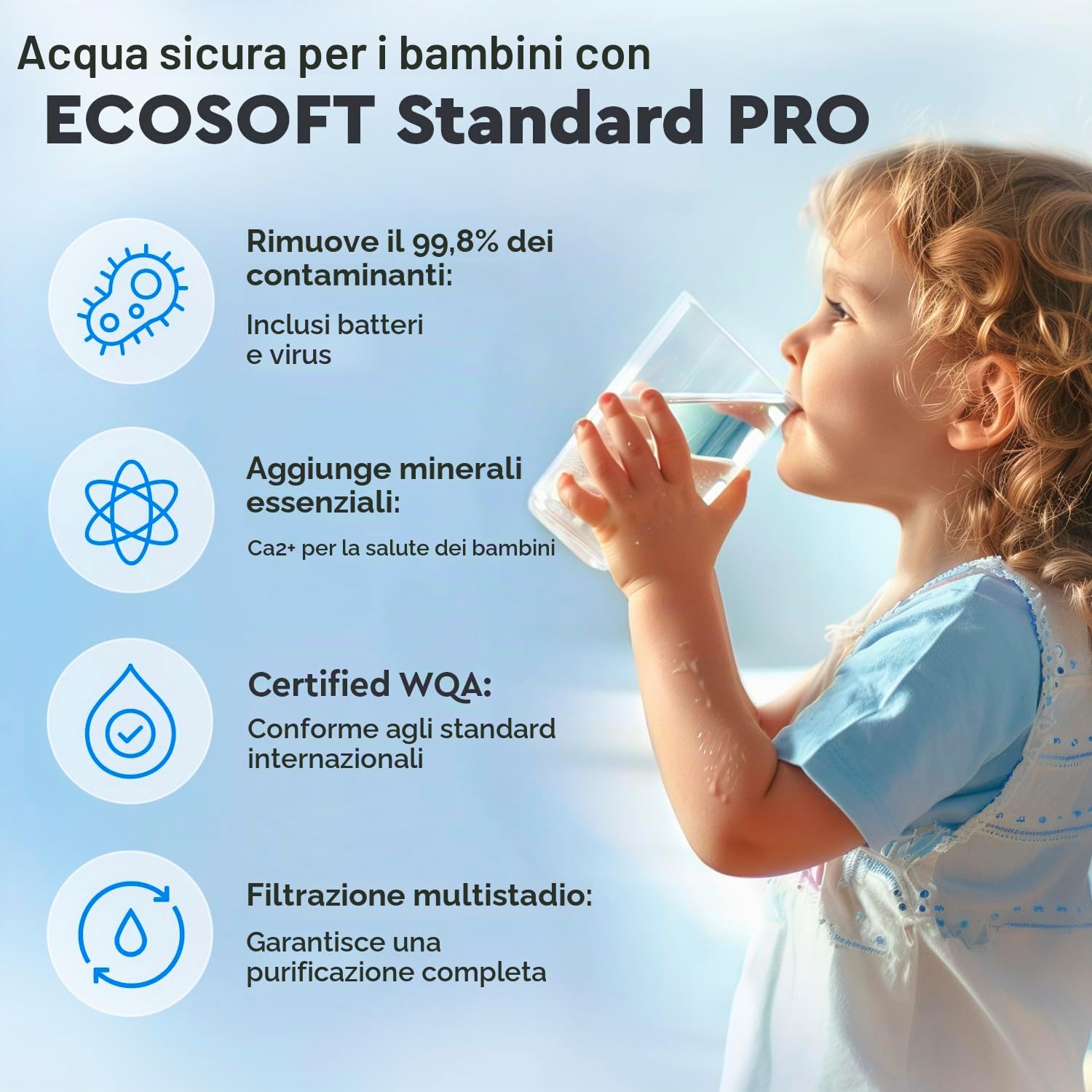 Ecosoft Standard PRO - Filtro ad osmosi inversa, senza pompa, soluzione compatta per la depurazione dell'acqua