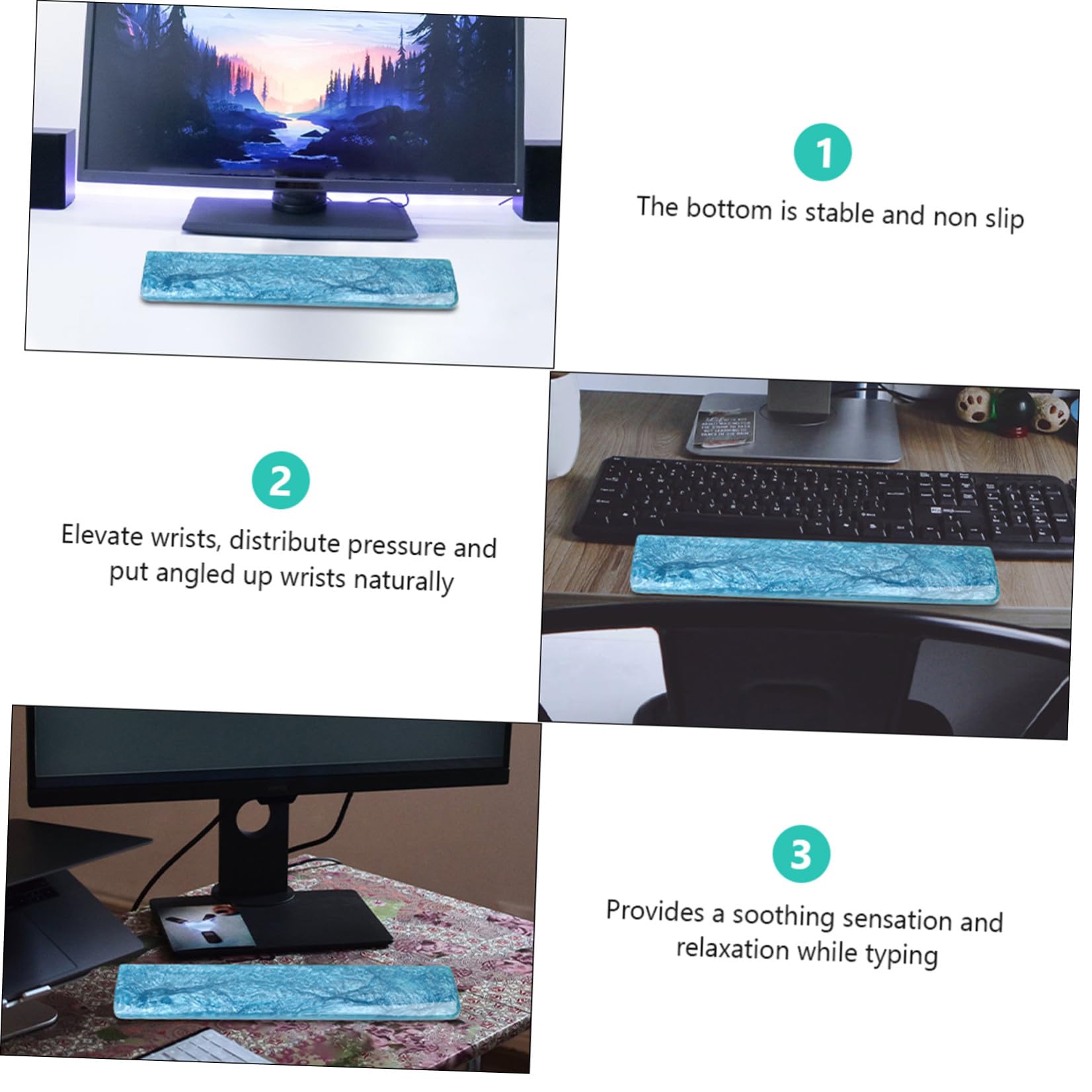 Reposamuñecas Ergonómico para Epoxi de 61 Resina Azul Teclado
