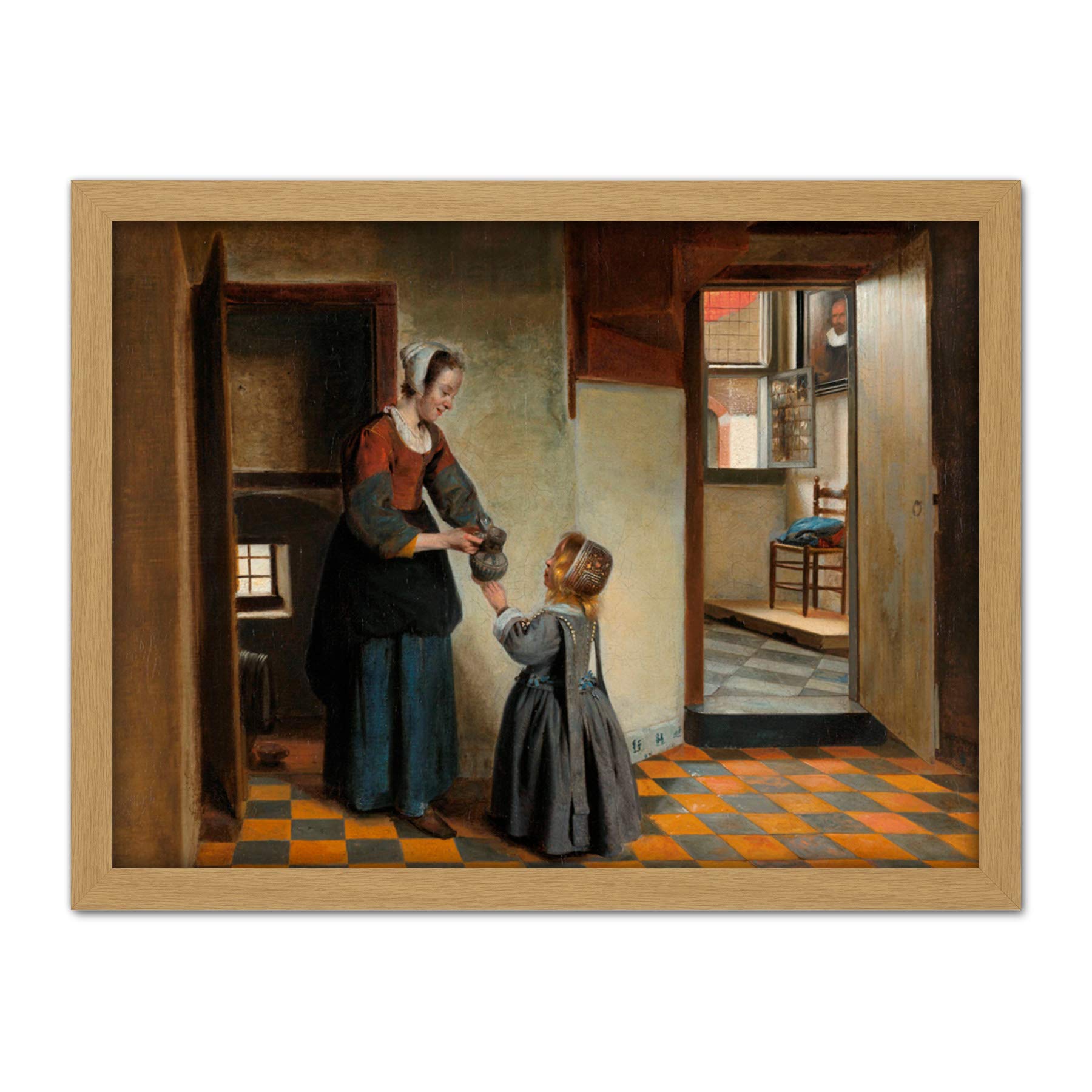 Artery8 Pieter De Hooch Woman With A Child In A Pantry Artwork Framed Wall Art Print 18X24 Inch