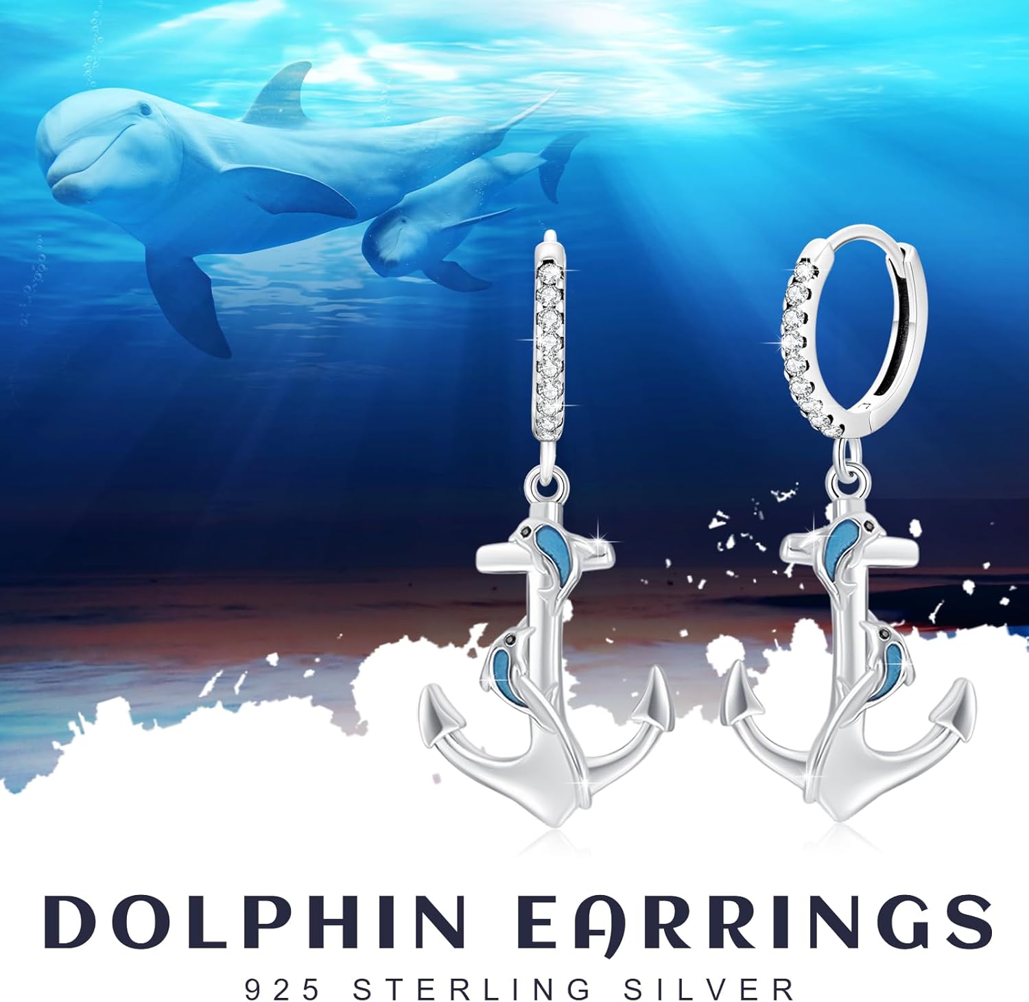 Anchor Earrings 925 Sterling Silver Dolphin Anchor Nautical Drop Earrings Oceans Sailor Earrings Nautical Jewelry Gifts for Women Friends - Image 5
