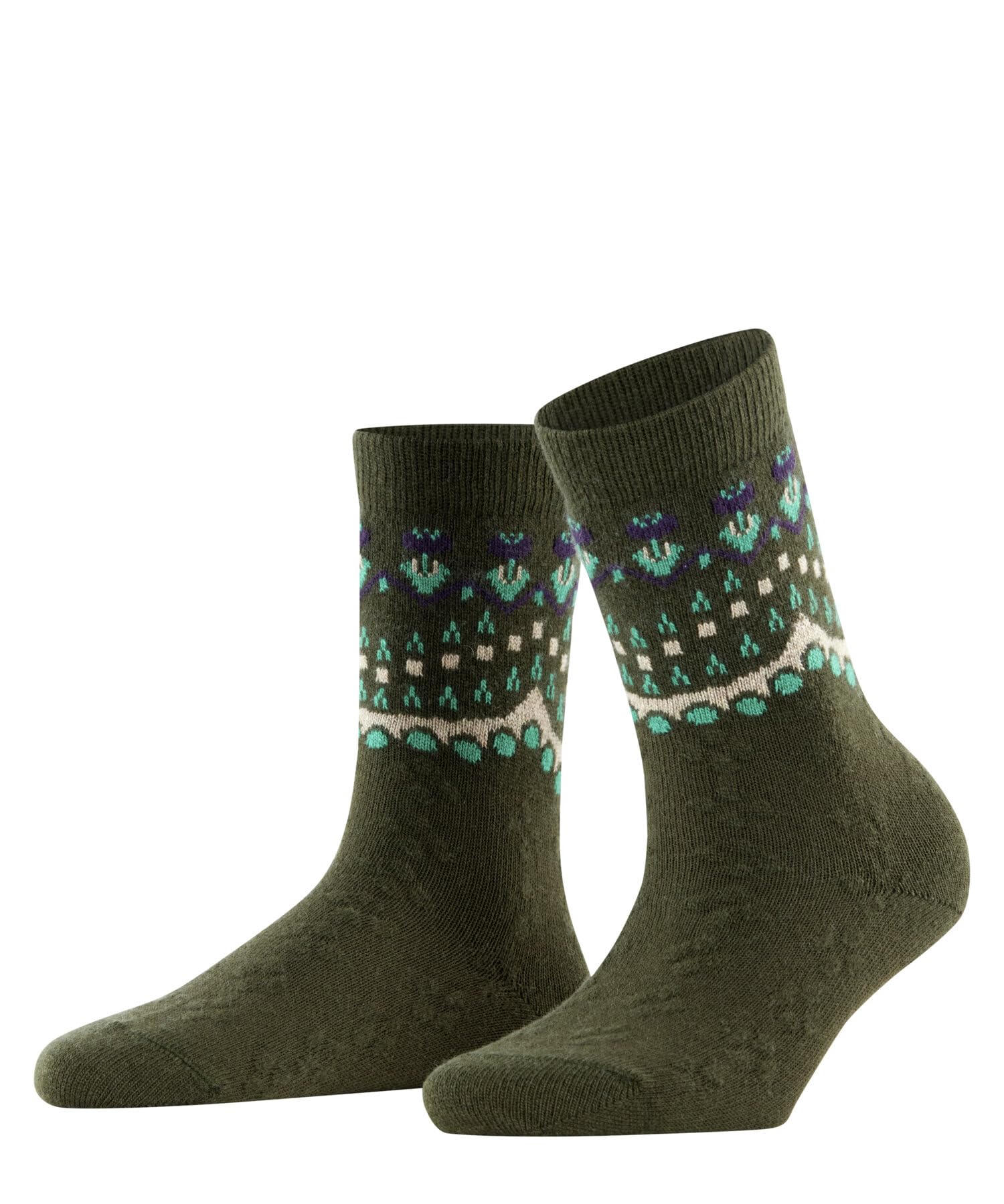 FALKE Kobiety Skarpety Cosy Wool Special Edition W So wełna kaszmir z wzorem 1 Para, Zielony Artichoke 7436, 39-42