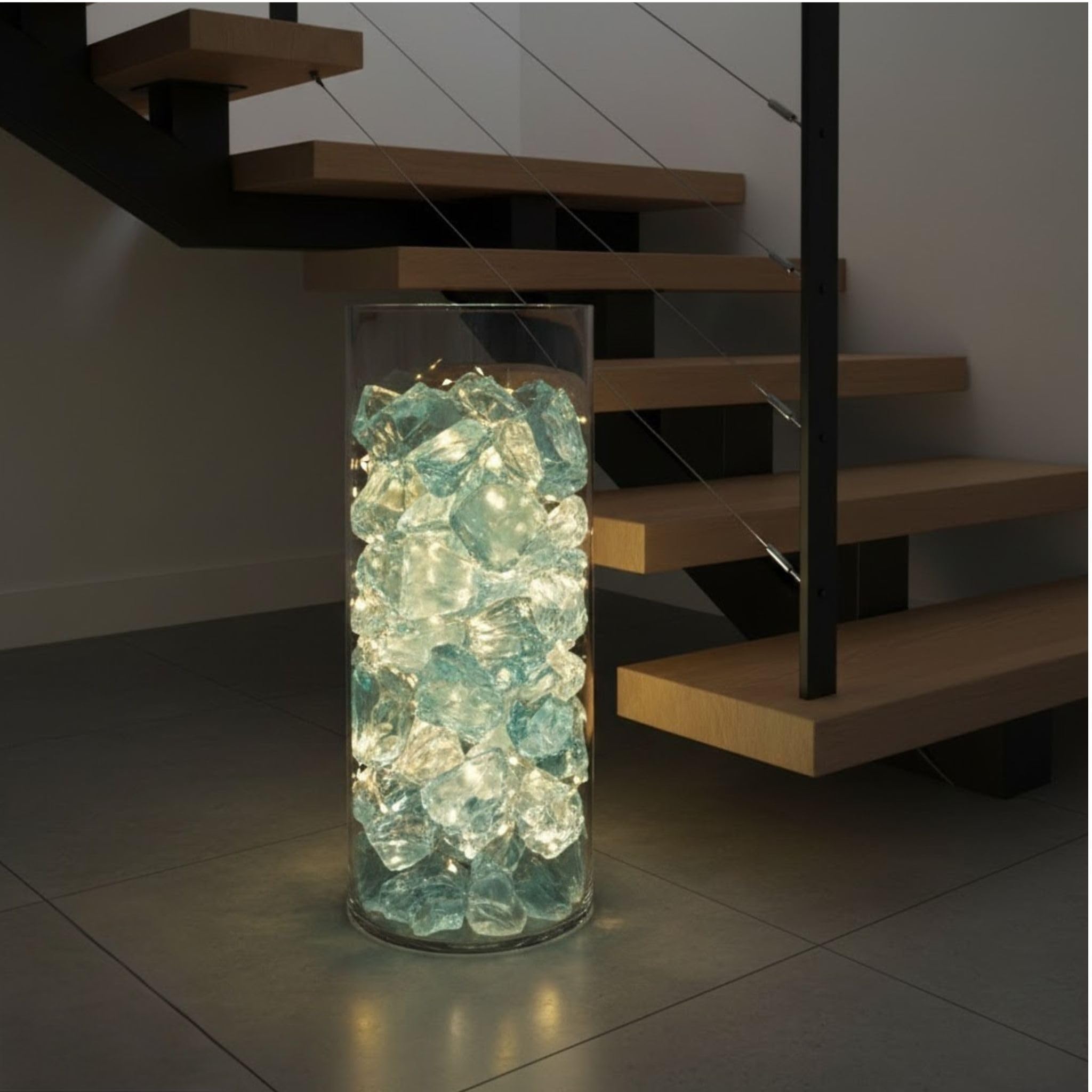 Glasbrocken Türkis 20 kg (5-10 cm) – Recyceltes Dekoglas für Biokamine, Gabionen & Garten | Wetterfeste Steine für Bodenvasen & Außenbereich