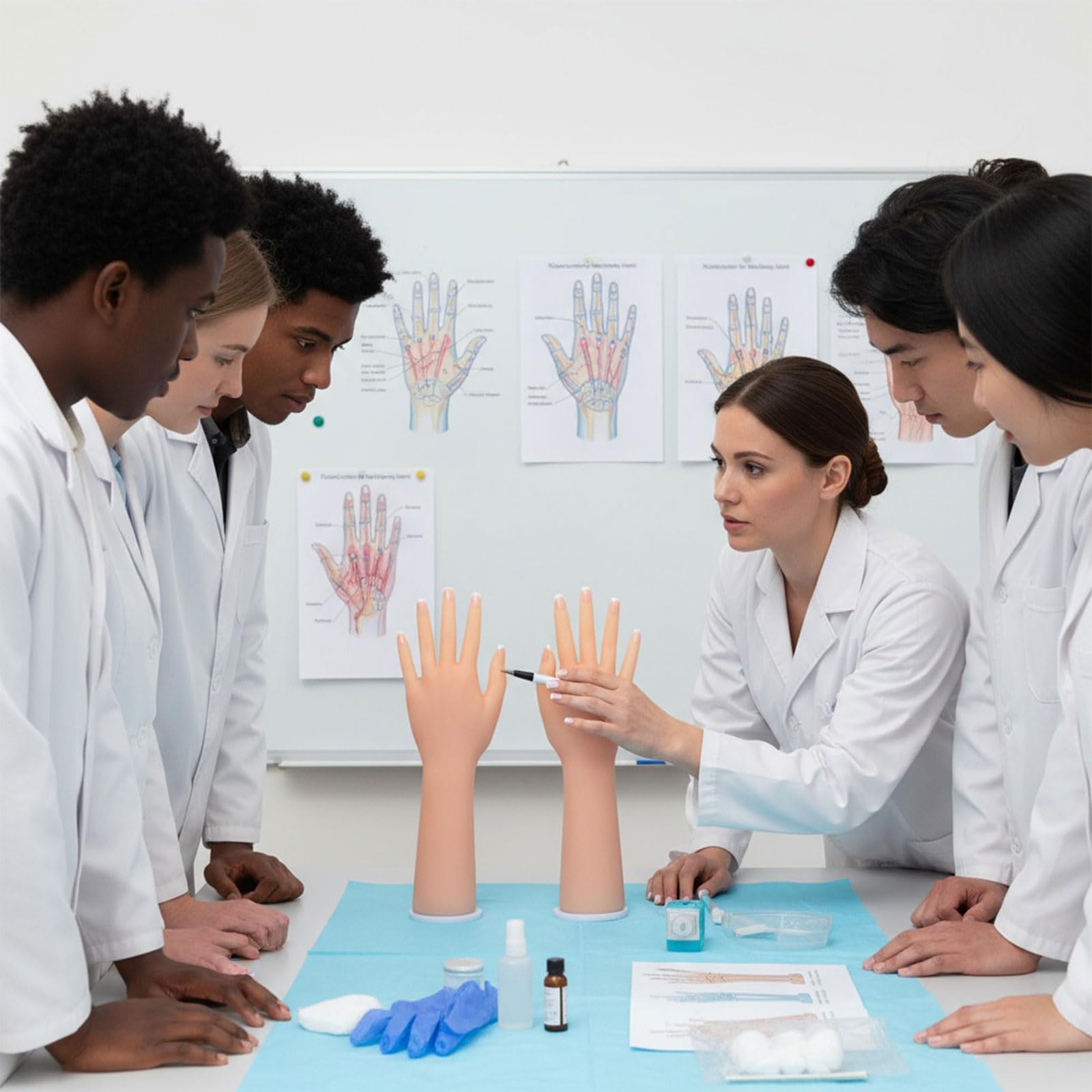 Modèle professionnel en silicone souple pour la formation professionnelle des ongles, parfait pour la photographie de bijoux et la démonstration médicale Utiliser le modèle de main en silicone