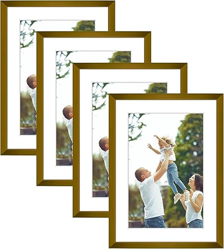 Vista 22 de Golden State Art - Marcos de fotos de metal de 12 x 12 pulgadas con paspartú para fotos cuadradas de 8 x 8 pulgadas - Juego de 4 portarretratos