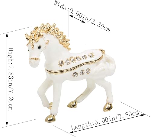 Miniatura 5 de QIFU Pintado a mano esmaltado pequeño caballo forma decorativa con bisagras joyería baratija caja regalo único para la decoración del hogar