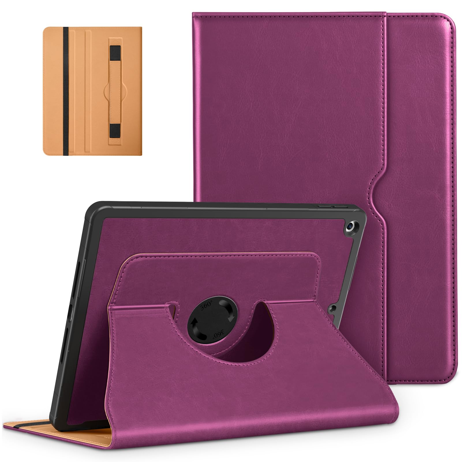 DTTO Rotating Case for iPad 9th/8th/7th Generation 10.2 Inch 2021/2020/2019, 360 Degree Rotating Premium Leather Folio Stand Cover with Pencil Holder
