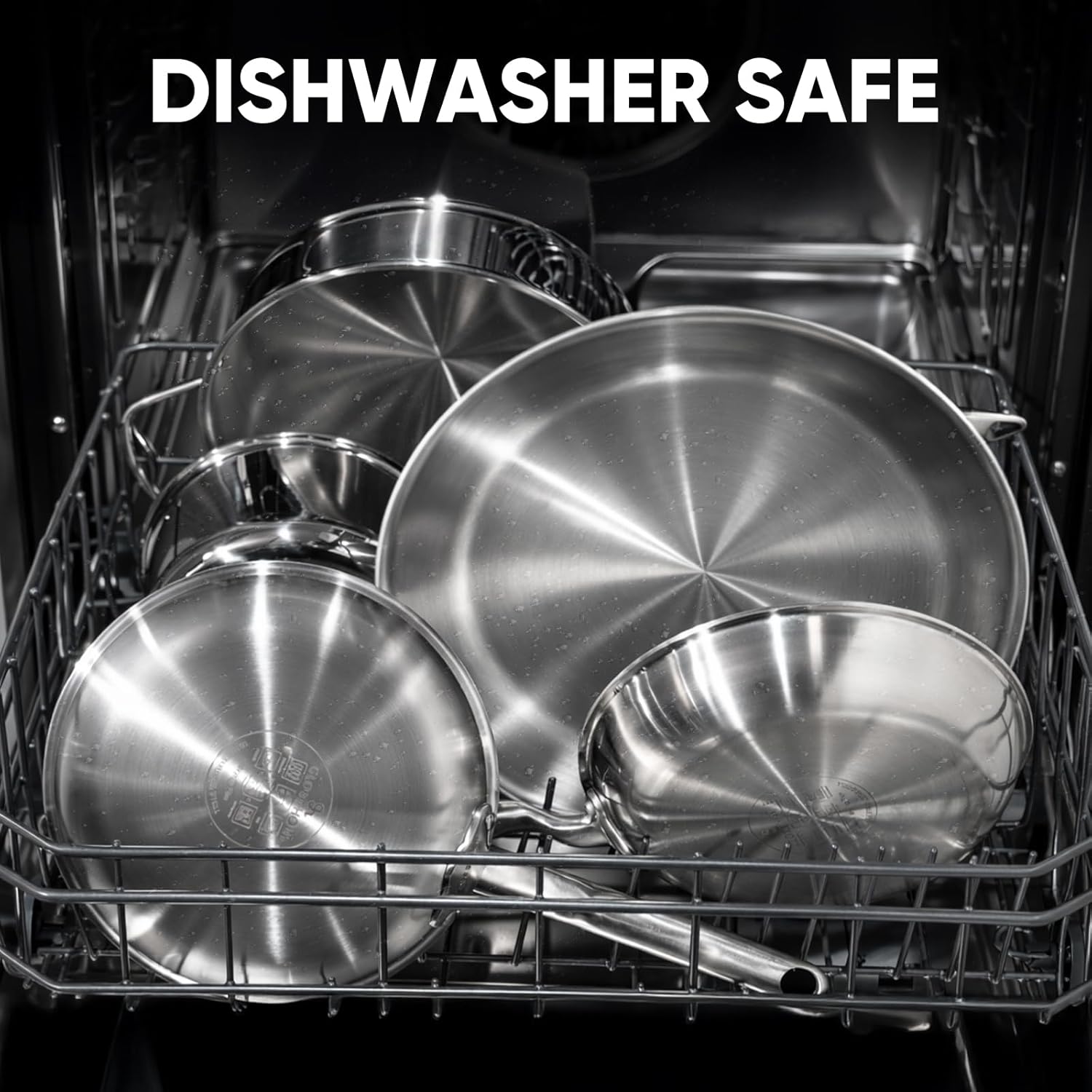 10 Inch Stainless Steel Frying Pan - 5 Ply Stainless Clad Skillet with Aluminum Core, Durable and Even Heating, Professional Cookware for Induction, All Stoves, Oven and Dishwasher Safe