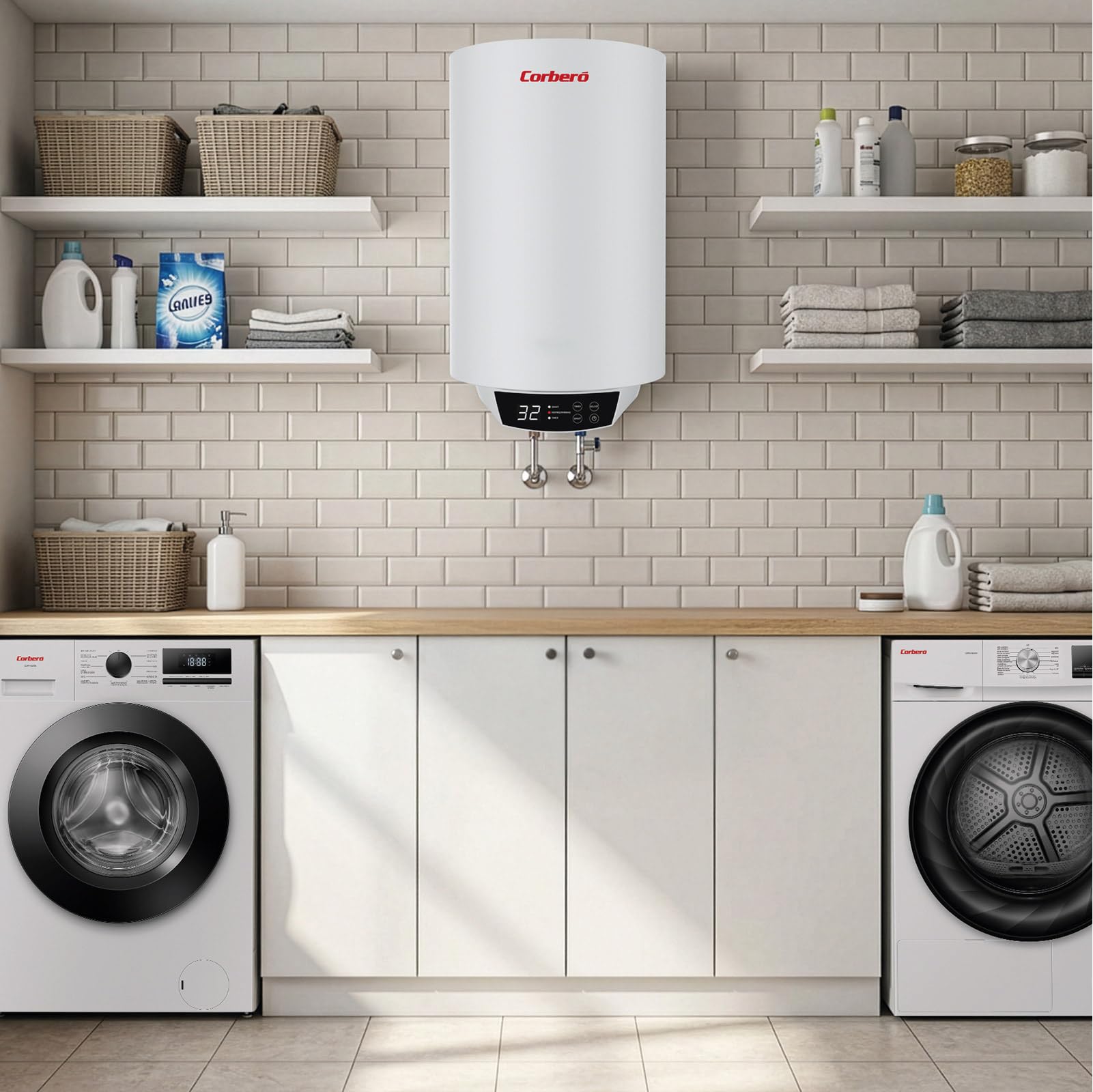 Corberó – Termo Eléctrico Digital | CTWBD80 | 72L | 30-75º | Función Smart | Termostato Exterior Regulable | Protección Anticorrosión | Resistencia de Acero | Termómetro exterior| Panel Digital