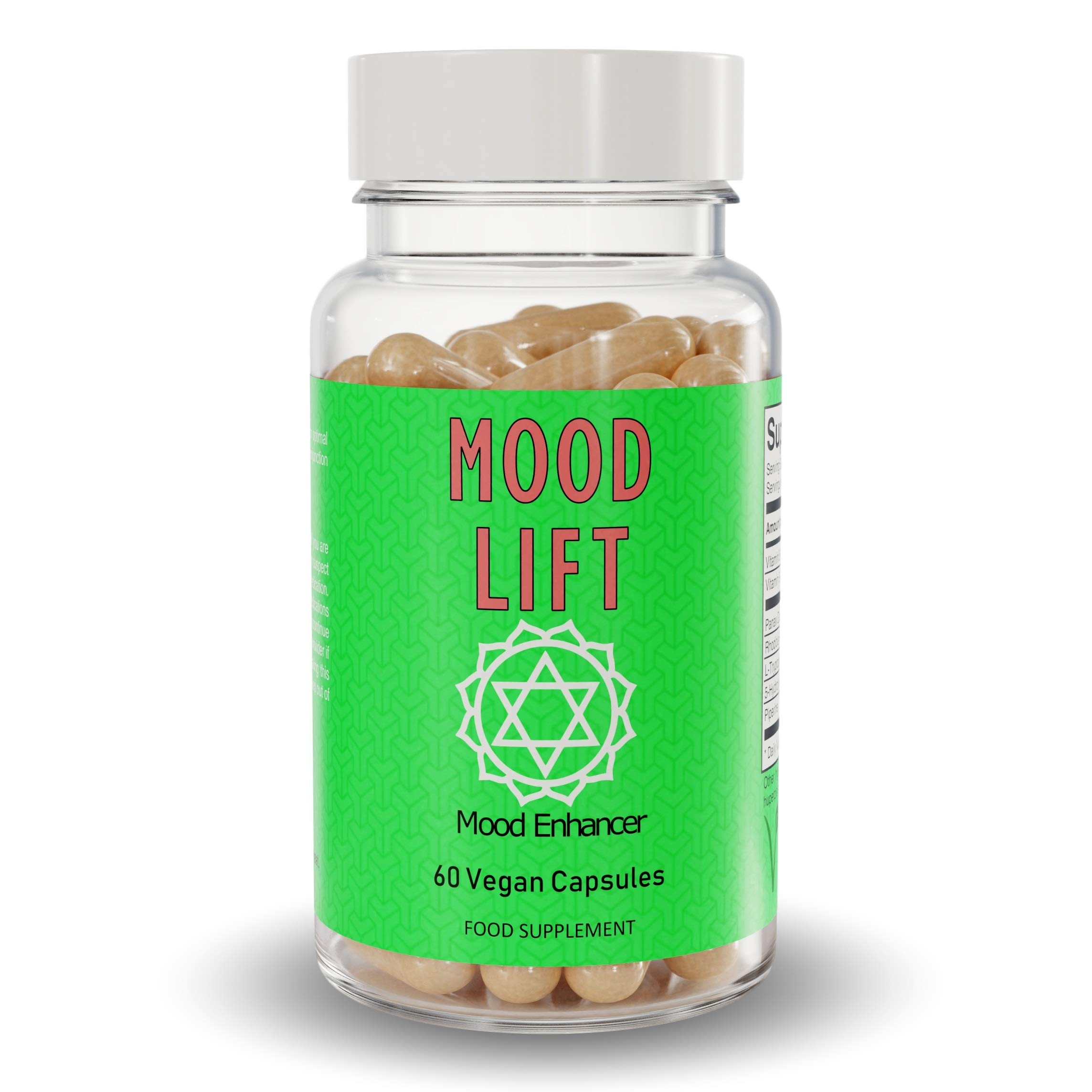 Mood Lift by Soul Juice | 60 Vegan Capsules | Best Natural Serotonin Booster Supplement w/ 5-HTP, L-Tryptophan, Rhodiola & Panax Ginseng Extracts Extracts | UK Manufactured & GMO Free