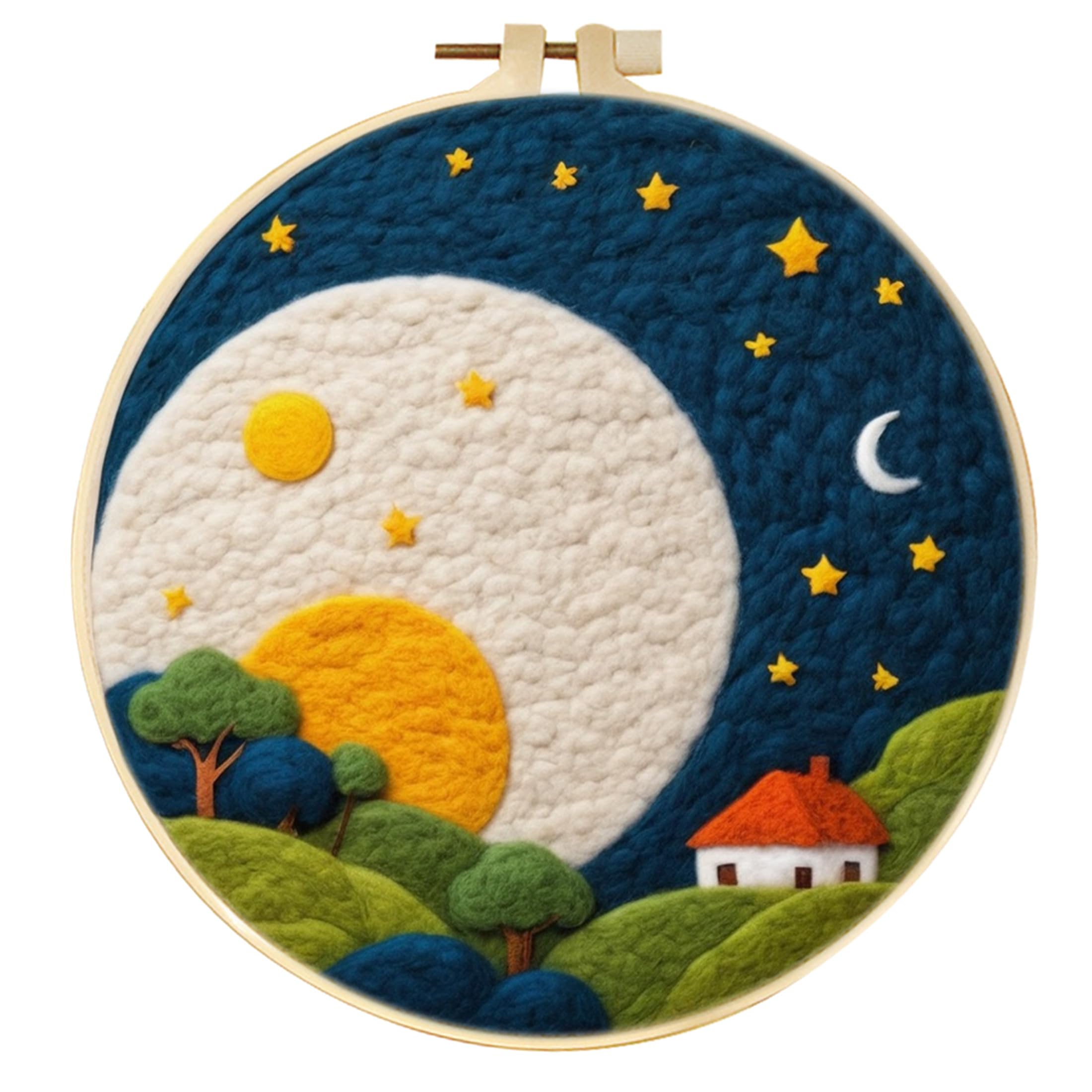 SARBUTER Needle Felting Kits, DIY Wool Felt Starer Needle Felting Embroidery Kits for Beginners ，Suitable for Giftware Home Decoration (Stars and Sun)