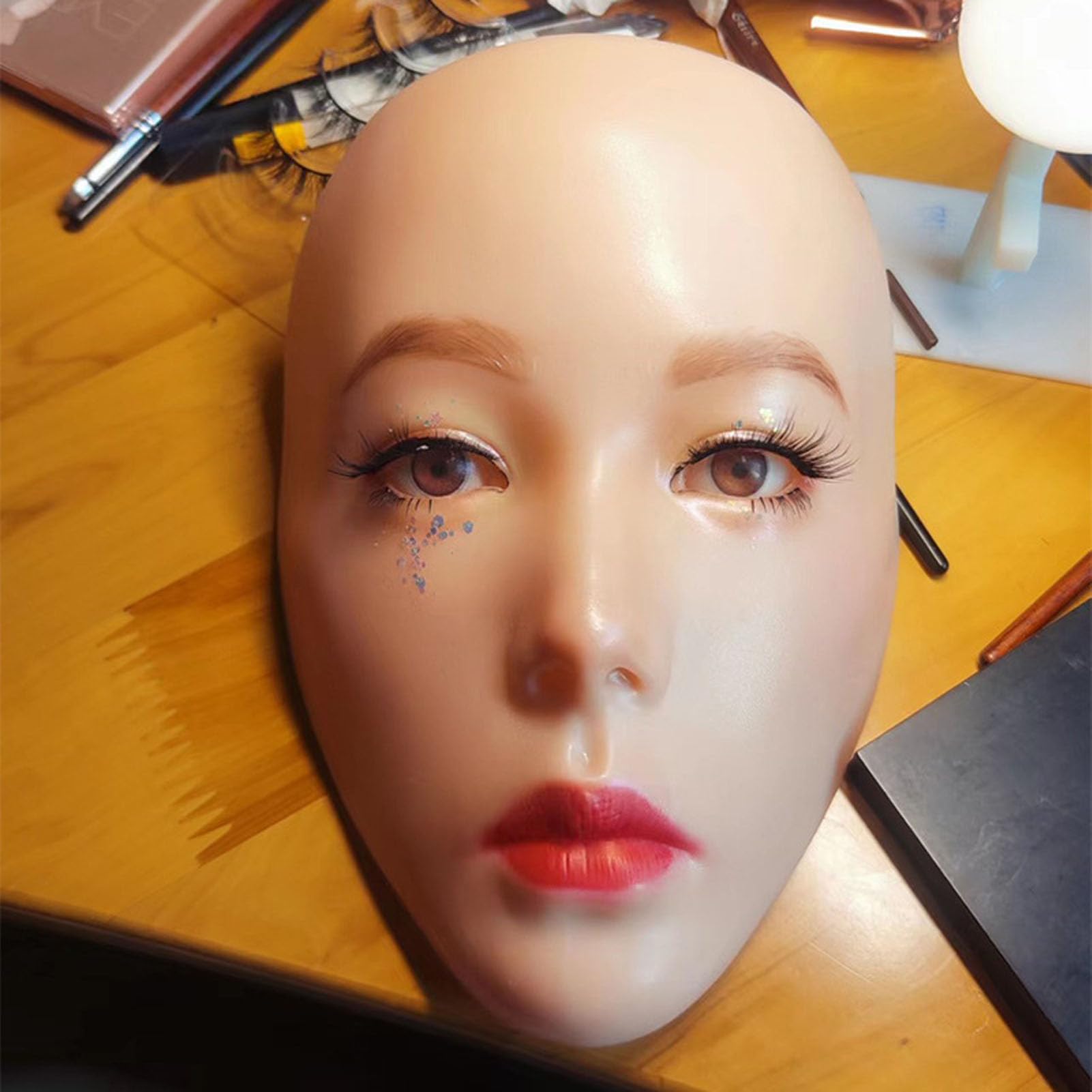 Generic 5D Makeup Practice Face Board Kit, 120 Farben Pinsel Mannequin (Rosa Haut)