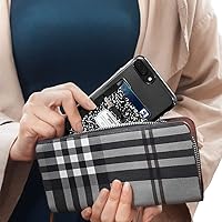 Vista 7 de FINCIBO Cartera universal autoadhesiva de licra de microfibra para todos los teléfonos móviles inteligentes, libro de composición negro, Libro