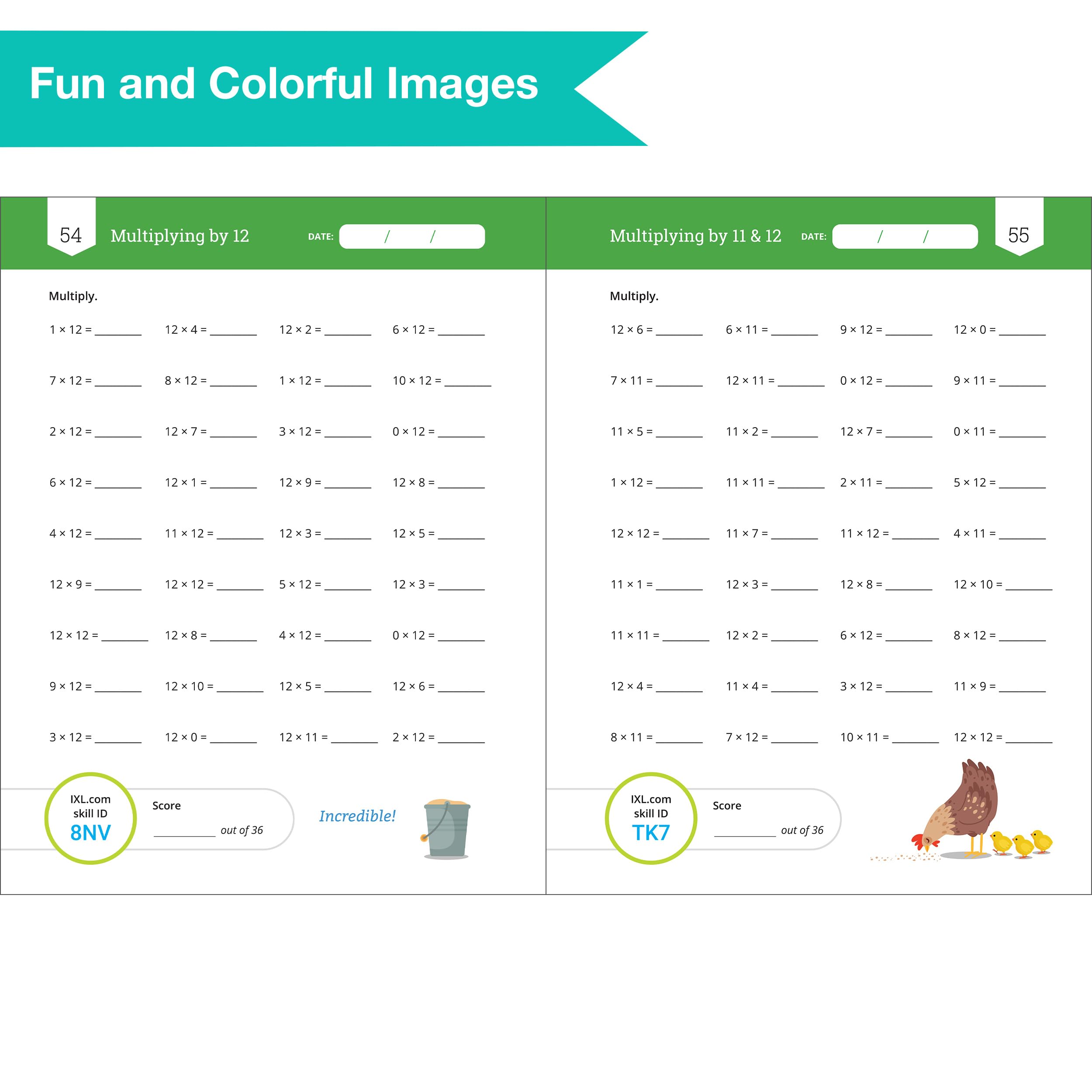 IXL Multiplication Facts & Fluency 3rd Grade Math Workbook, Mathematics Book for Kids Ages 8-9 Covering Times Table Facts up to 10x10, Multiplying by 11 and 12, and More - Image 4