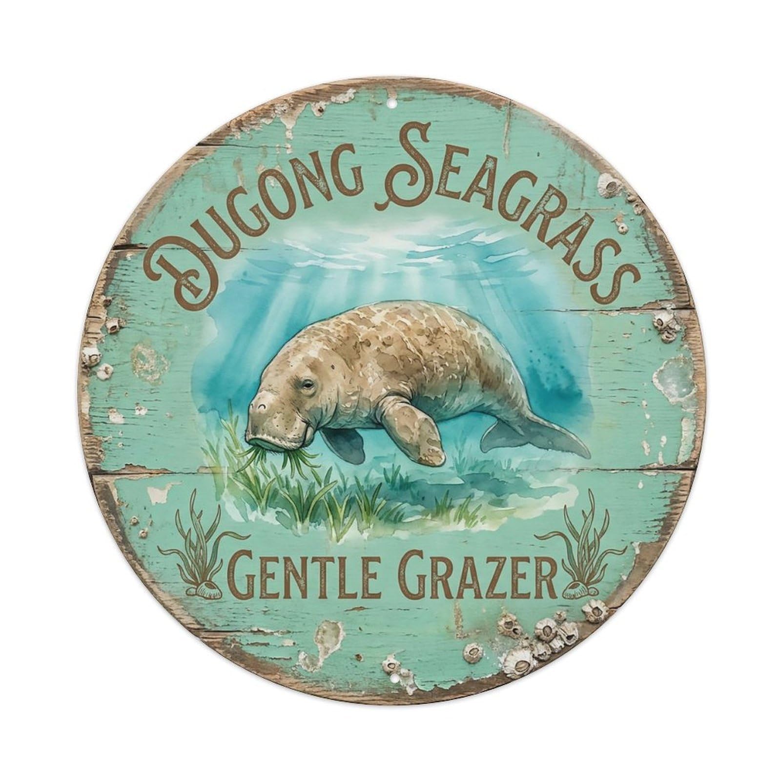 Cxhjca 8X8inch(20X20cm) Dugong Seagrass Gentle Grazer Metal Tin Sign