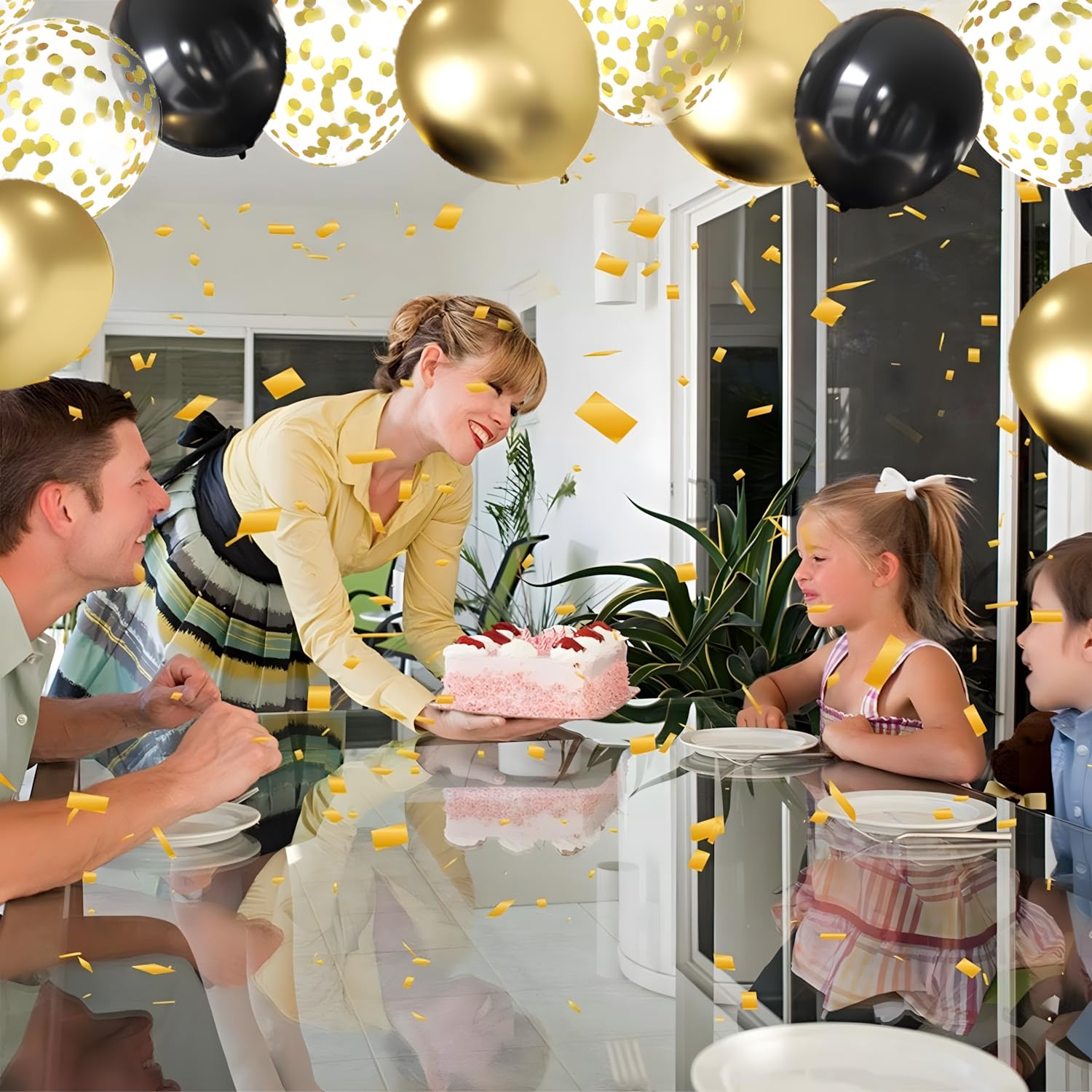 Zesliwy Black and Gold Confetti Balloons,50pcs 12In,Latex,Party Decor 3