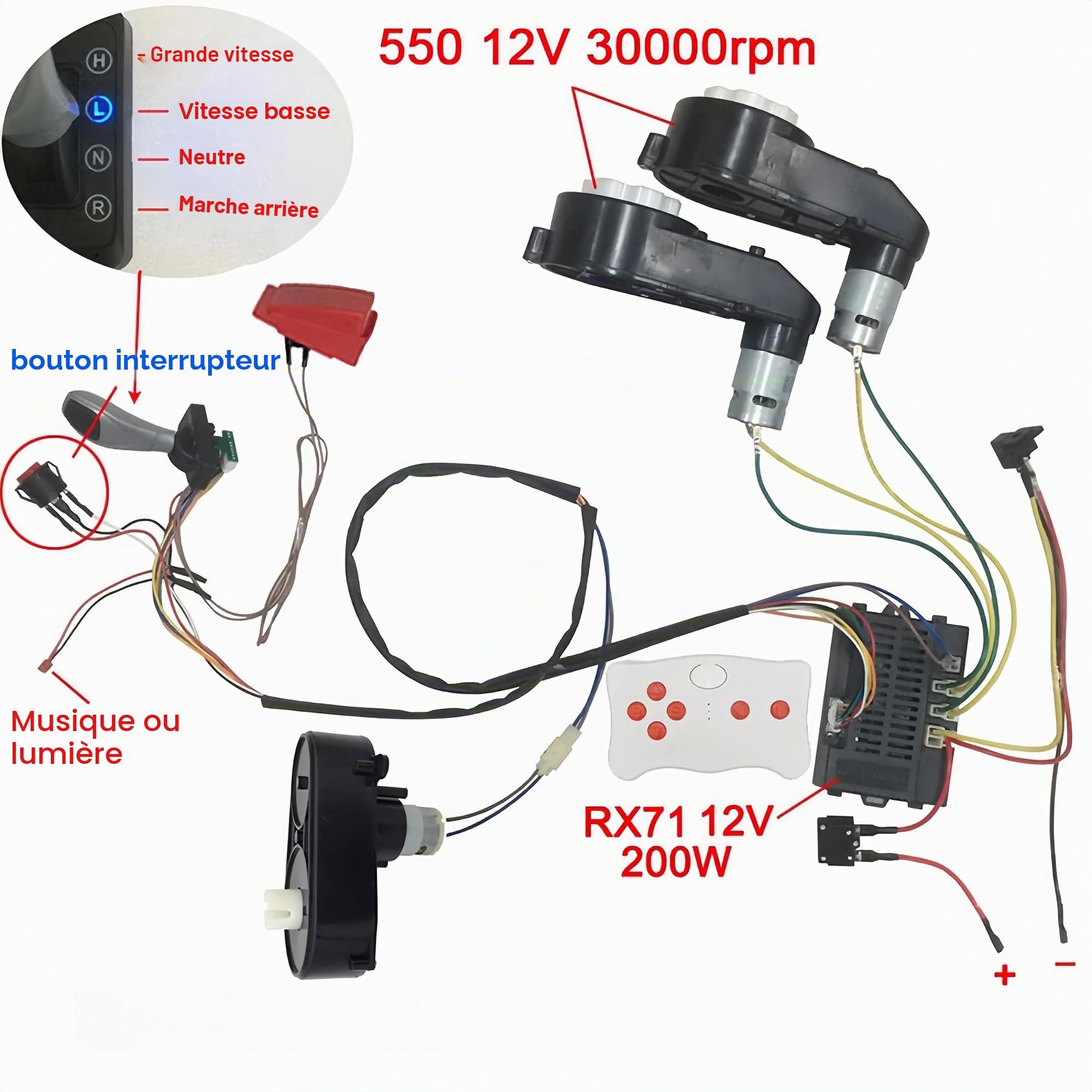 Motor Gear Box - 12V 30000RPM Boîte électrique Moteur à Engrenages pour les Enfants Power Wheels Carriage Pièces de Rechange