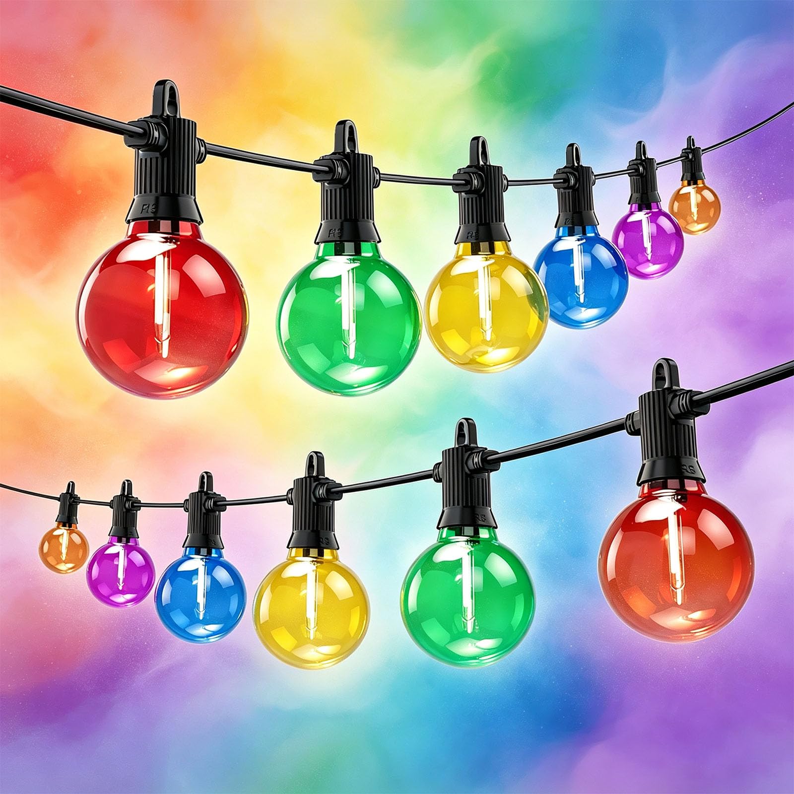 Kawaya Ghirlanda di luci LED colorate da 60 m, per esterni, alimentata a corrente, resistente alle intemperie, infrangibile, collegabile, adatta per feste in giardino, campeggio, ristorazione