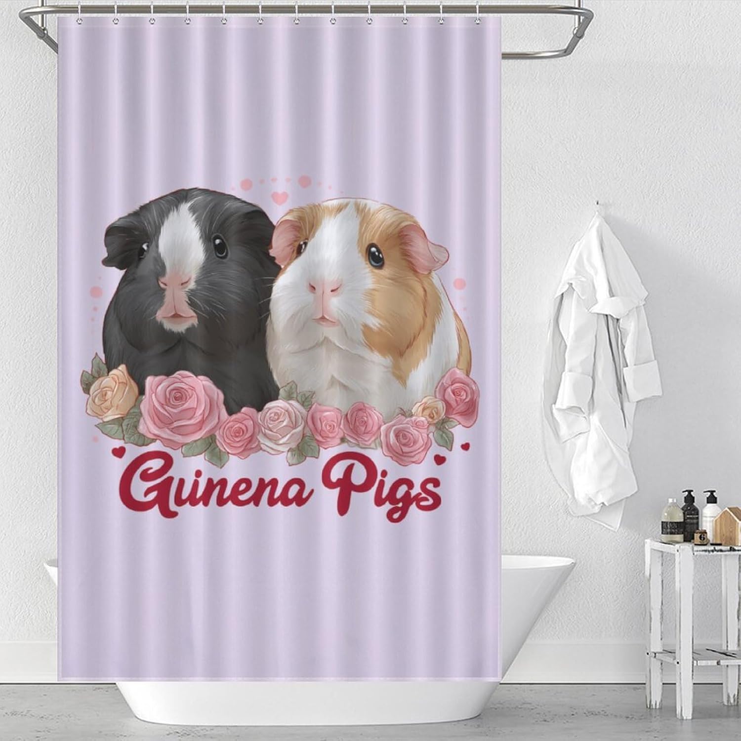 Guinea Pigs Shower Curtain 46.85x70.87Inch（119x180cm） Polyester Bath Curtain Shower Curtains Printed Decorative