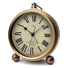 Maxspace Metal Golden Table Clock, Retro Vintage Non Ticking Small Alarm Clock,Battery Operated photo Maxspace Metal Golden Table Clock, Retro Vintage Non Ticking Small Alarm Clock,Battery Operated