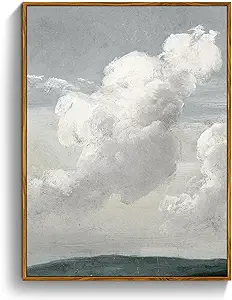 crmotu Vintage Framed Wall Art, Blue Sky White Cloud Canvas Prints, Nature Landscape Aesthetic Decor Pictures, Minimalist Retro Wall Paintings for Living Room Bathroom Bedroom Kitchen Desktop 12x16in