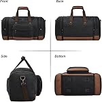 Litvyak Duffle Sac pour Voyage, Toile Voyage Sacs à Duffel Nuit Week-end Gym Transport sur sac à bagages pour les hommes & Femmes (Noir, 50L)