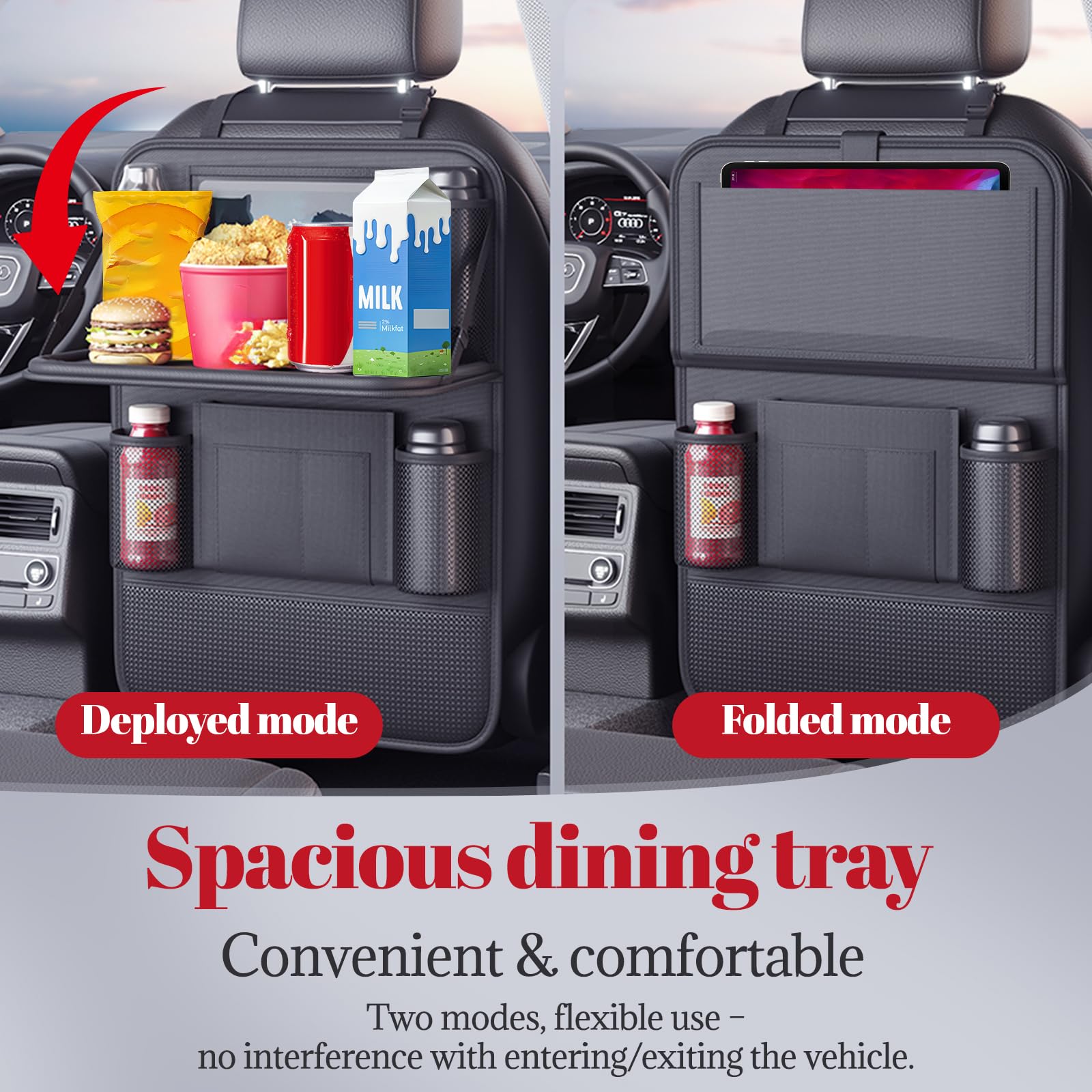 Organisateur Voiture Enfant Avec Tablette Organisateur Voiture Enfant, Protection Siege Voiture Enfant Protege Rangement Tablette With Foldable Table Tray And Transparent Pocket 96990308 Tablette Pour Voiture