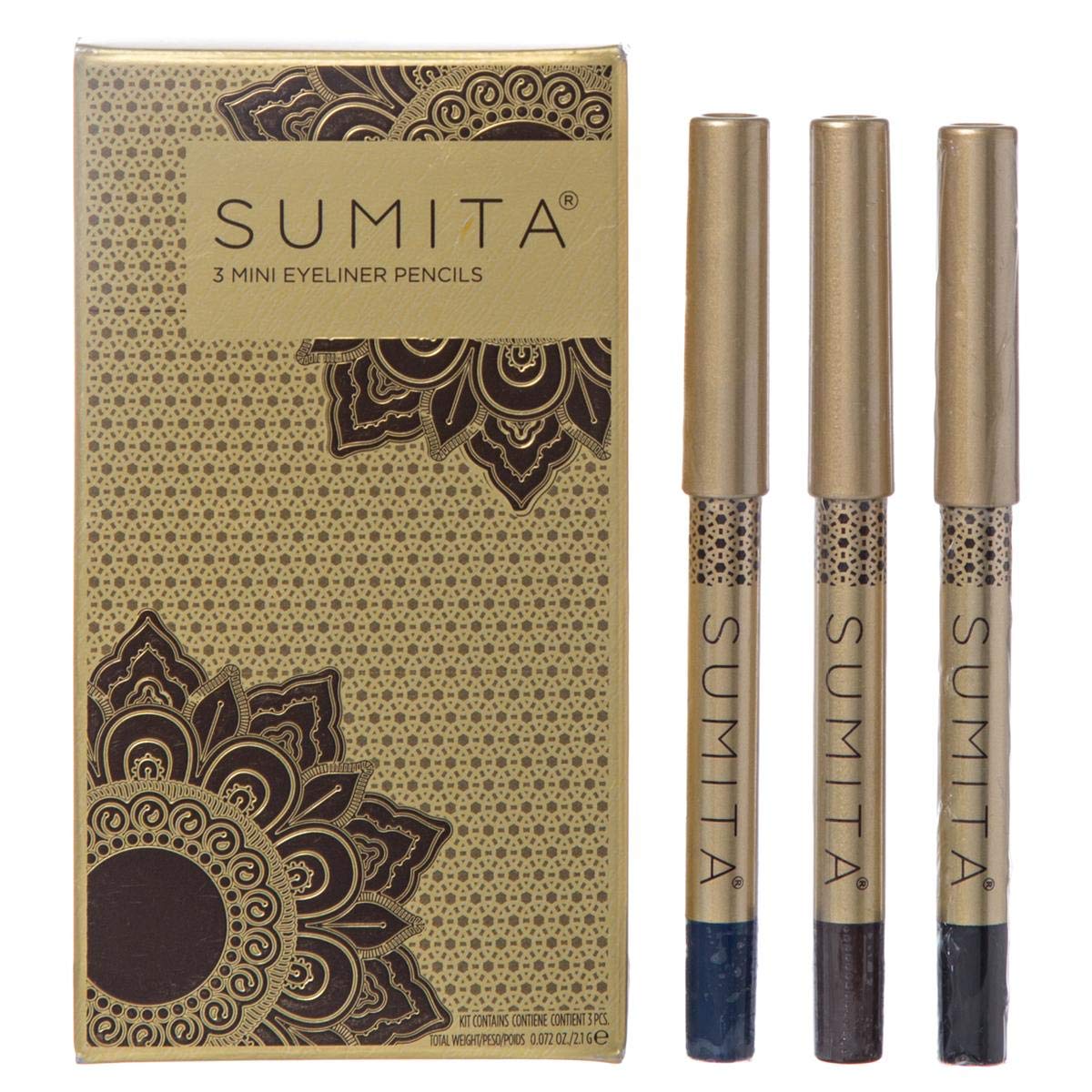 SumitaNatural Mini Pencil Eyeliner, Waterproof, Paraben & Cruelty Free, Enriched With Jojoba Seed Oil, A Perfect Daily Eye Wear, 3x.07Z
