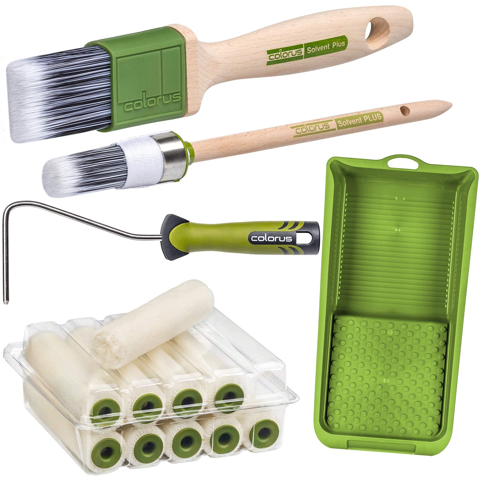 Kit Peinture Colorus 25 Pièces - Rouleaux Feutre 10cm Et Mousse 11cm - Bacs Et Supports Inclus