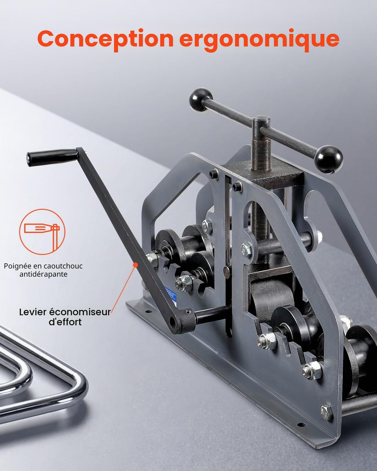VEVOR Cintreuse de Tubes Manuelle, 38 mm, Cintreuse de Tuyaux en Cuivre à Rouleaux, avec 6 Matrices, Outil de Cintrage de Tuyaux en Aluminium à 360°, pour Réparation Automobile Climatisation CVC