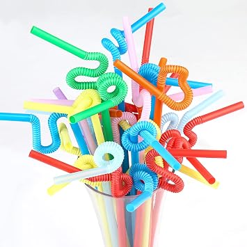 200 Pcs Disposable Drinking Straws, 12.8inch Extra Long Colorful Long Flexible Bendy Straws (0.23'' diameter)